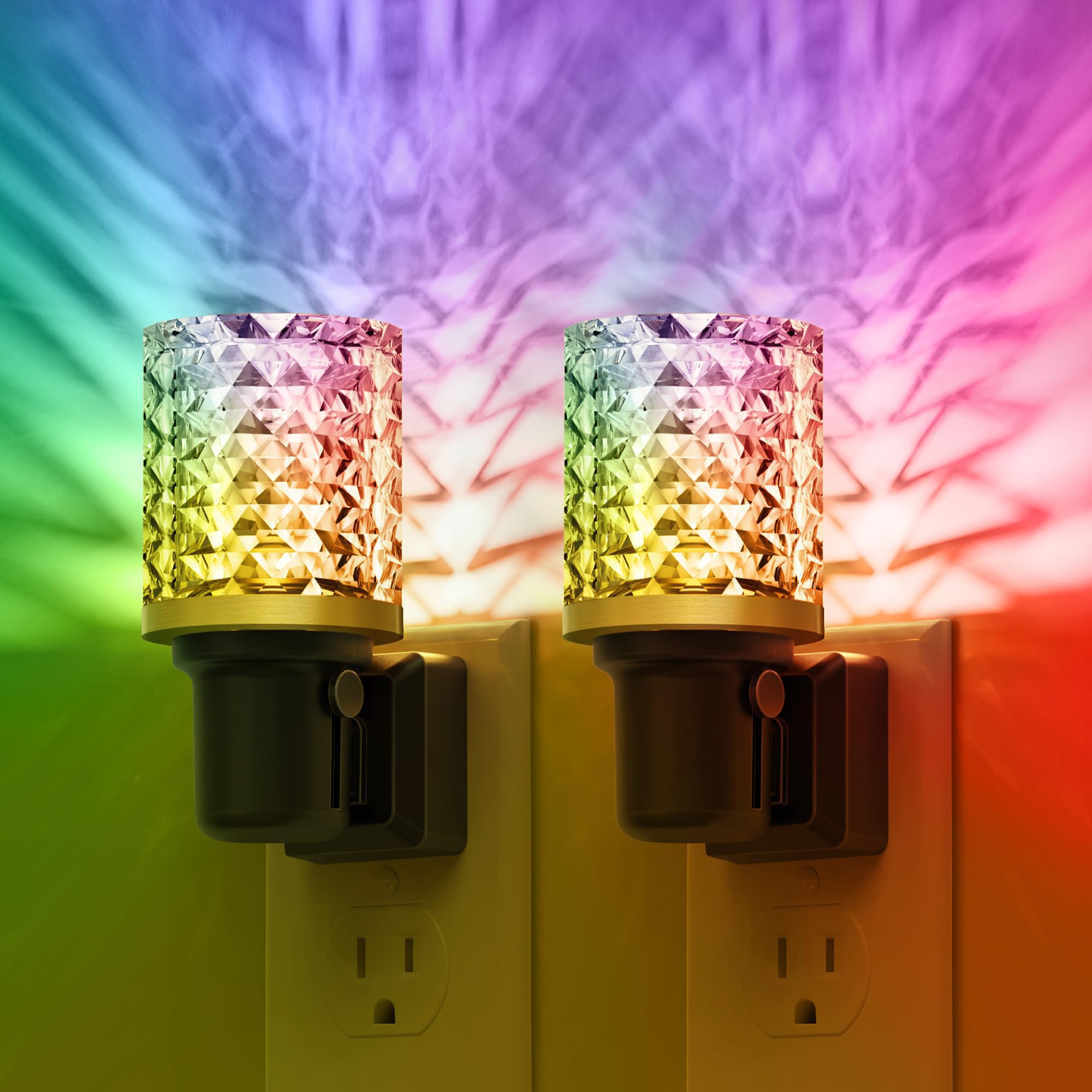 L LOHAS LED Night Light  2 Pack Dimmable Night Lights Plug into Wall  Color Changing Nightlight RGB with Auto Light Sensor  0-100LM Adjustable Brightness LED Night Light