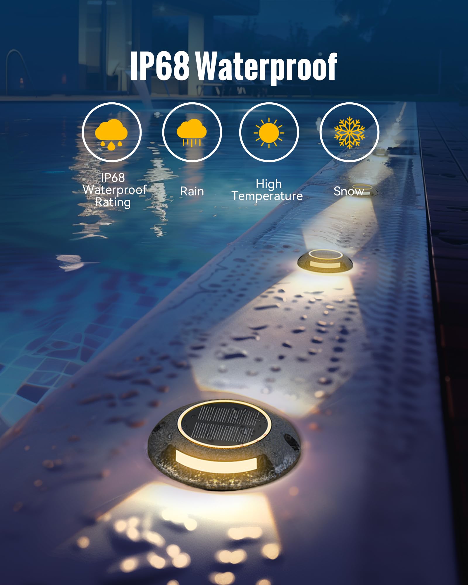 Fabstyl Solar Dock Lights - Waterproof 12 Pack, Dual-Sided Led For Pathway & Patio, Black