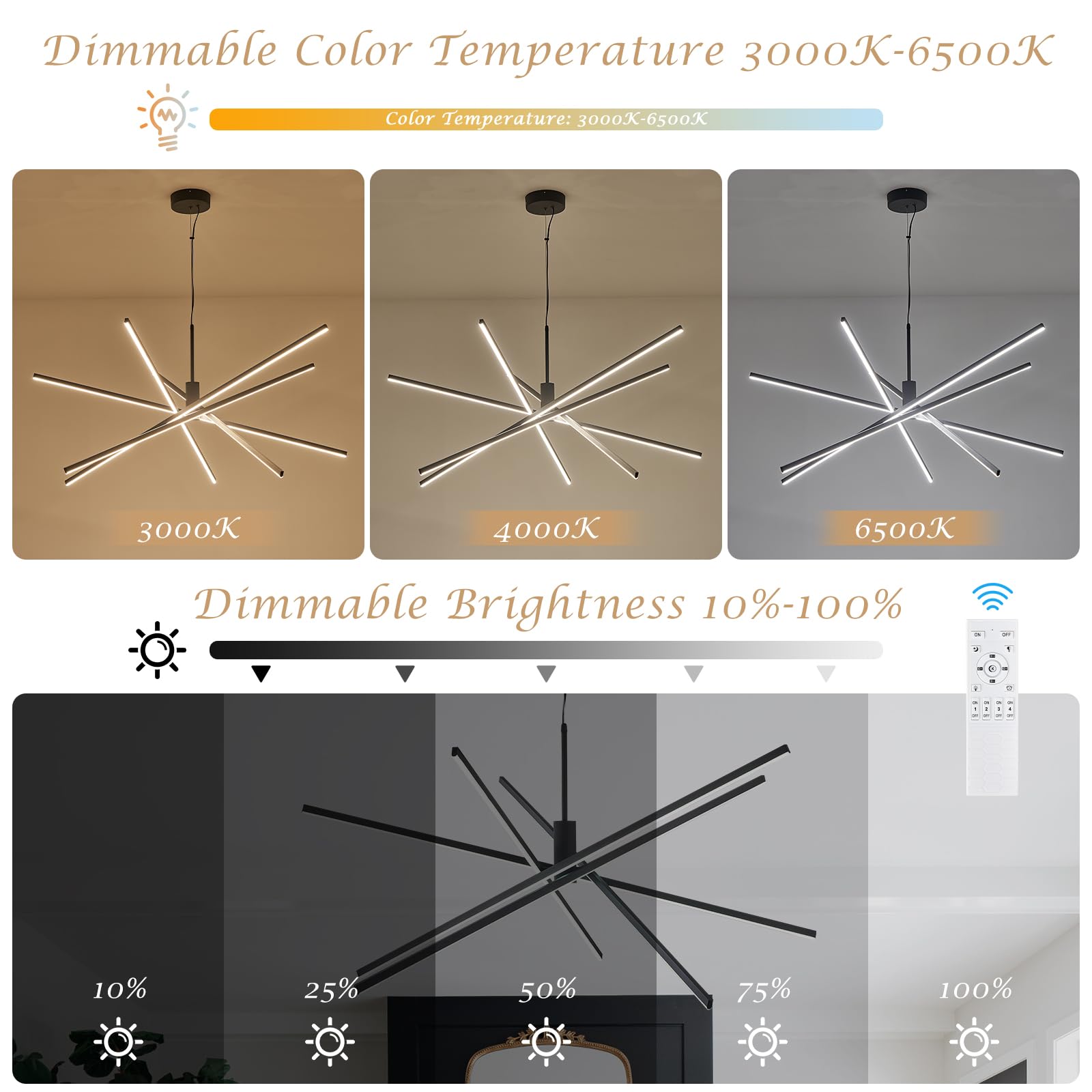 Airyphant Modern 47-Inch Big Chandelier For High Ceiling  Large Foyer Chandelier For Living Room Foyer Dining Room Ceiling Lighting Fixture For Staircase 85W