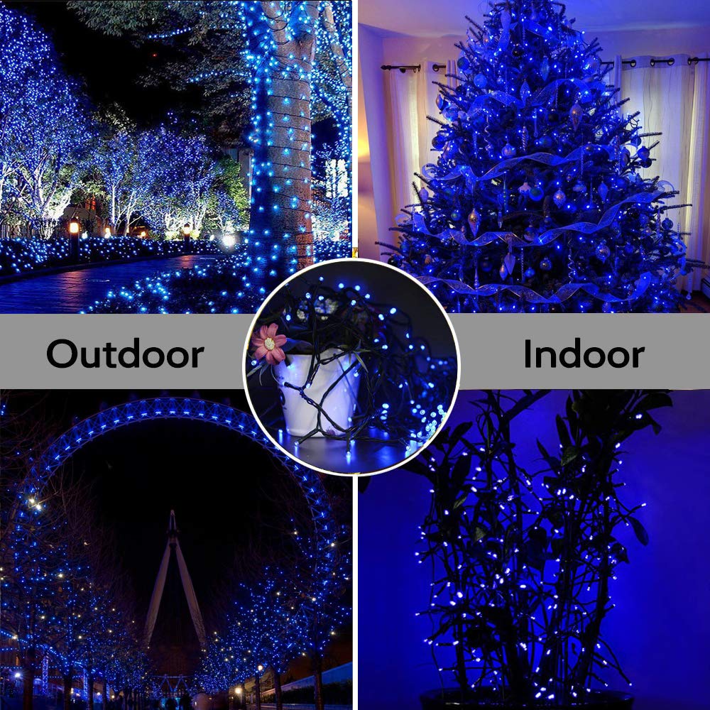 Epesl Christmas String Lights - 320 LEDs, 35m, Waterproof, Blue, 8 Modes, Model BW-32LEDSL-US-Blue, Indoor/Outdoor Use