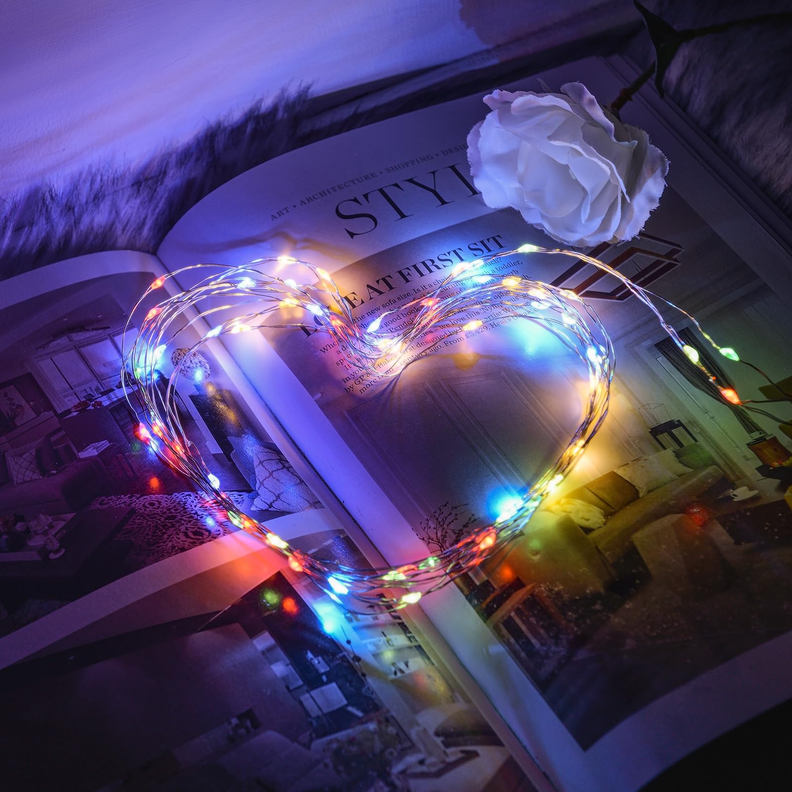 12 Pack Fairy Lights Battery Operated, 7Ft 20Led Multicolor Valentines Day Lights Battery Operated Waterproof Silver Wire For Diy Mason Jar Bedroom Party Birthday Wedding Christmas Decorations