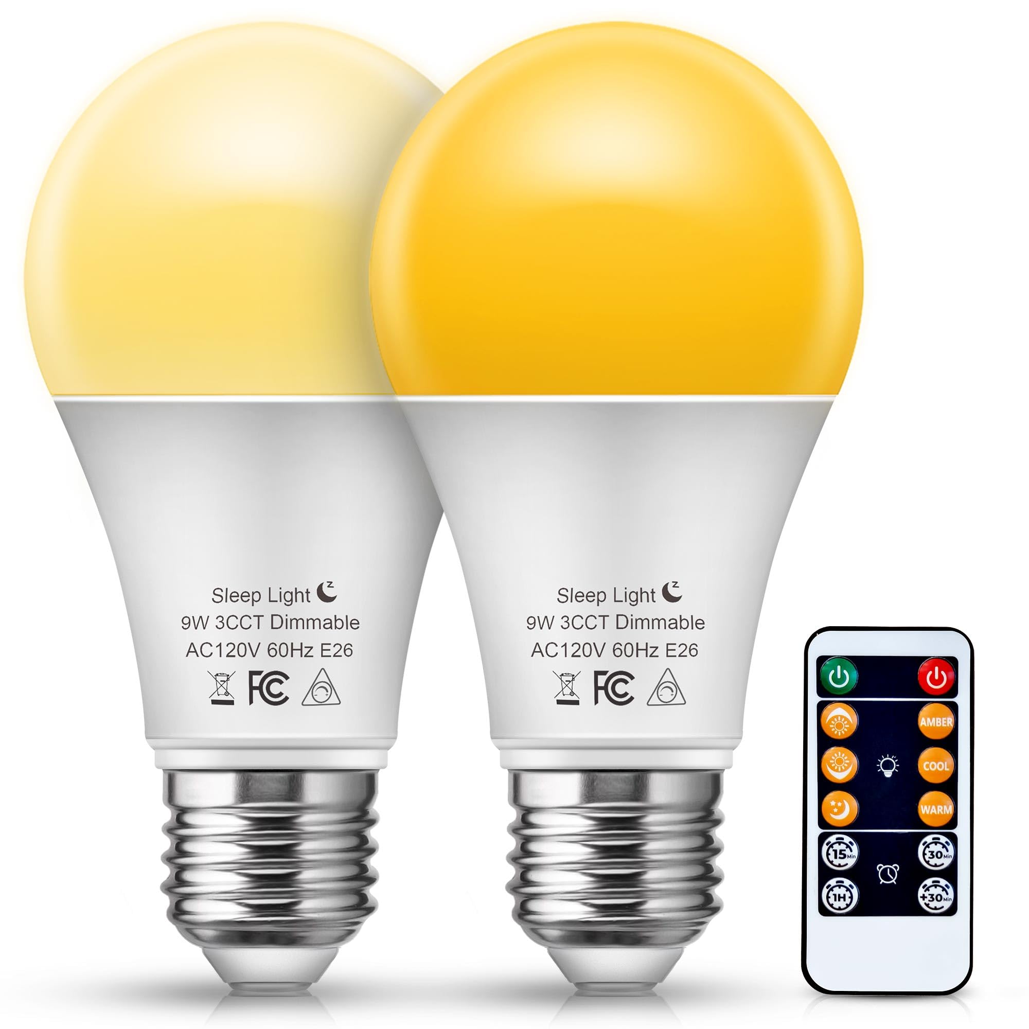 Jandcase A19 Led Light Bulbs With Remote Control, 3 Color Temperature Light Bulb(2000K/2700K/5000K), E26 Base Light Bulb With Di