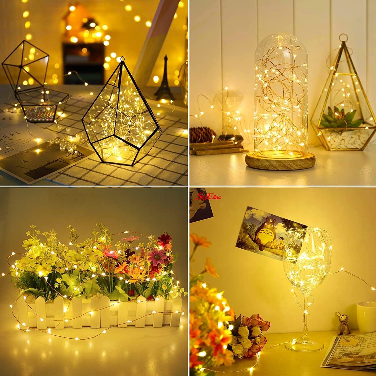 Znycye 50 Led Fairy Lights With Timer 8.2Ft 8 Modes Battery Operated Fairy Lights  4 Pack Mini Led String Lights For Diy Wedding Bedroom Mason Jar Vases Table Party Christmas Decoration (Warm White)