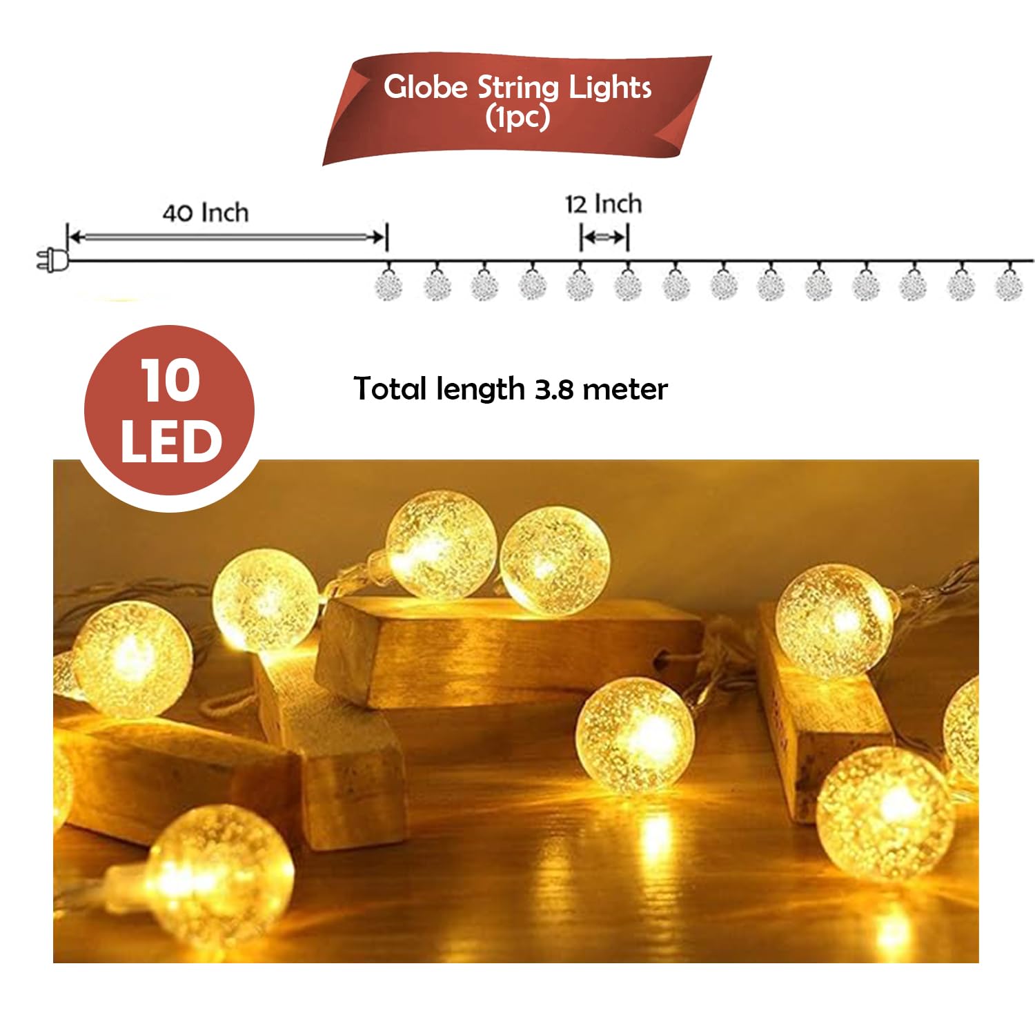 Party Propz Led Lights for Home Decoration - (14 ft) Led Crystal Ball Lights for Decoration/String Lights for Home Decoration/Bu
