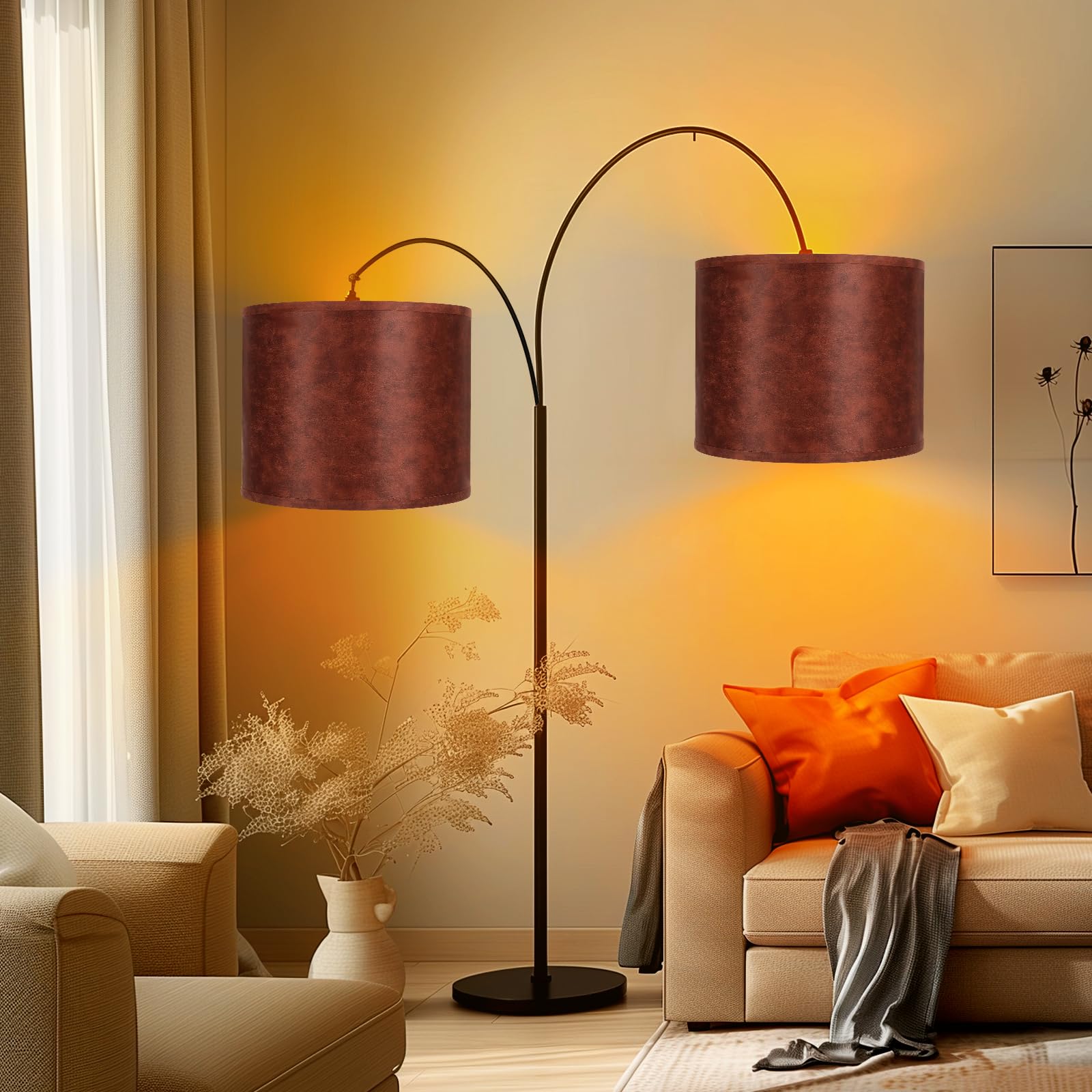 Large Lampshades Set Of 2 Drum Lamp Shades 15'' Top X 15'' Bottom X 12'' High, Large Lamp Shade Spider Fitter Cowhide Lampshades