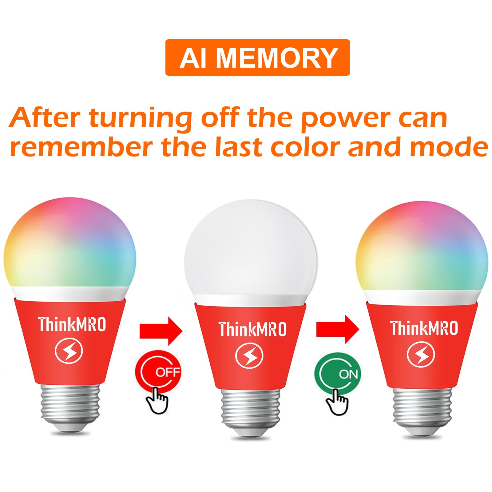 Thinkmro Rgbw Bulbs10W (85W Equivalent),A19 E26/27 Multiple Color Changing Light Bulb With Remote,Led Lamp Replace,Warm White,Di