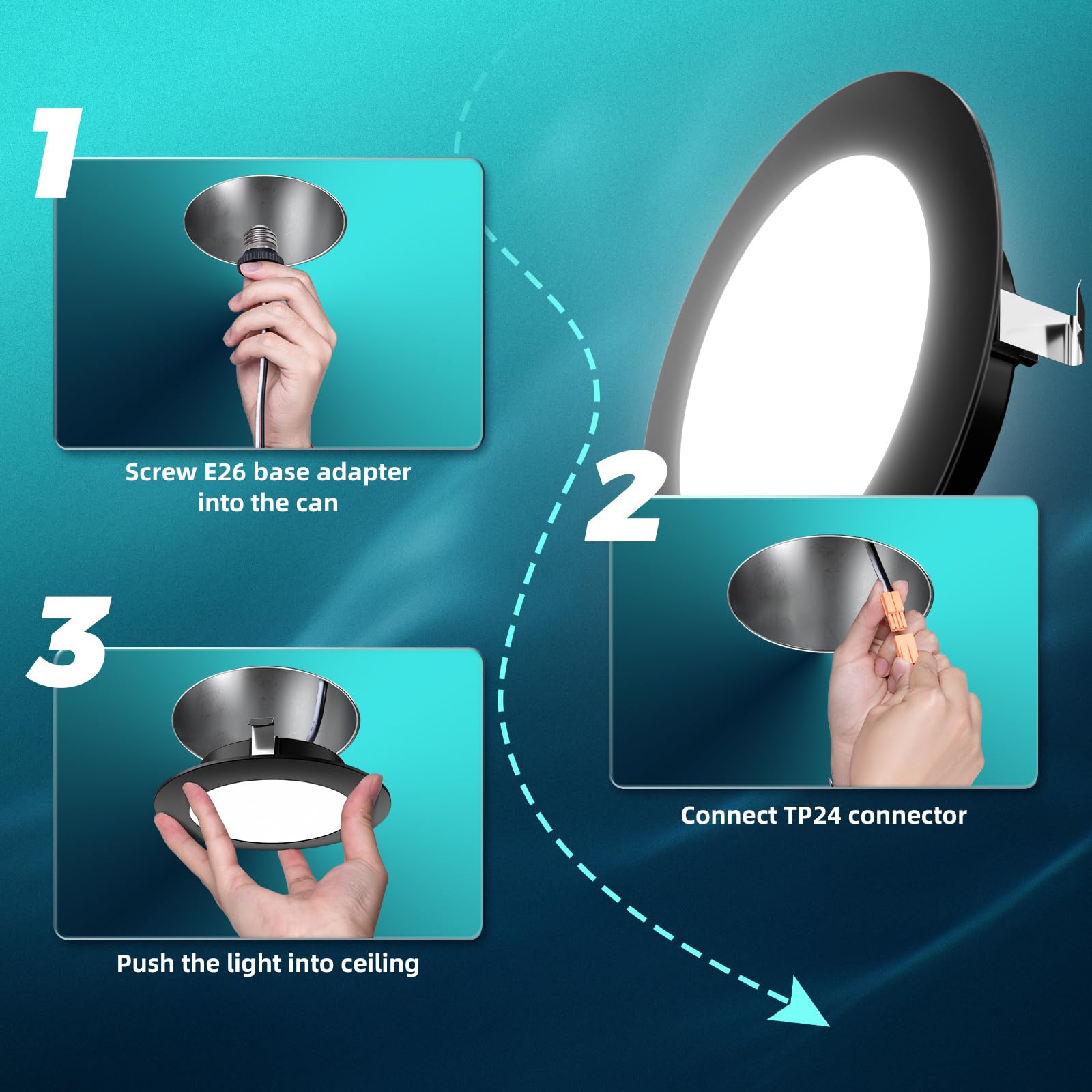 Freelicht 6 Pack 4 Inch Retrofit Led Recessed Lighting  Selectable 2700K/3000K/4000K/5000K/6000K  Dimmable Flat Led Can Lights  7W=60W  700Lm  Ic & Damp Rated  Etl & Fcc  Black