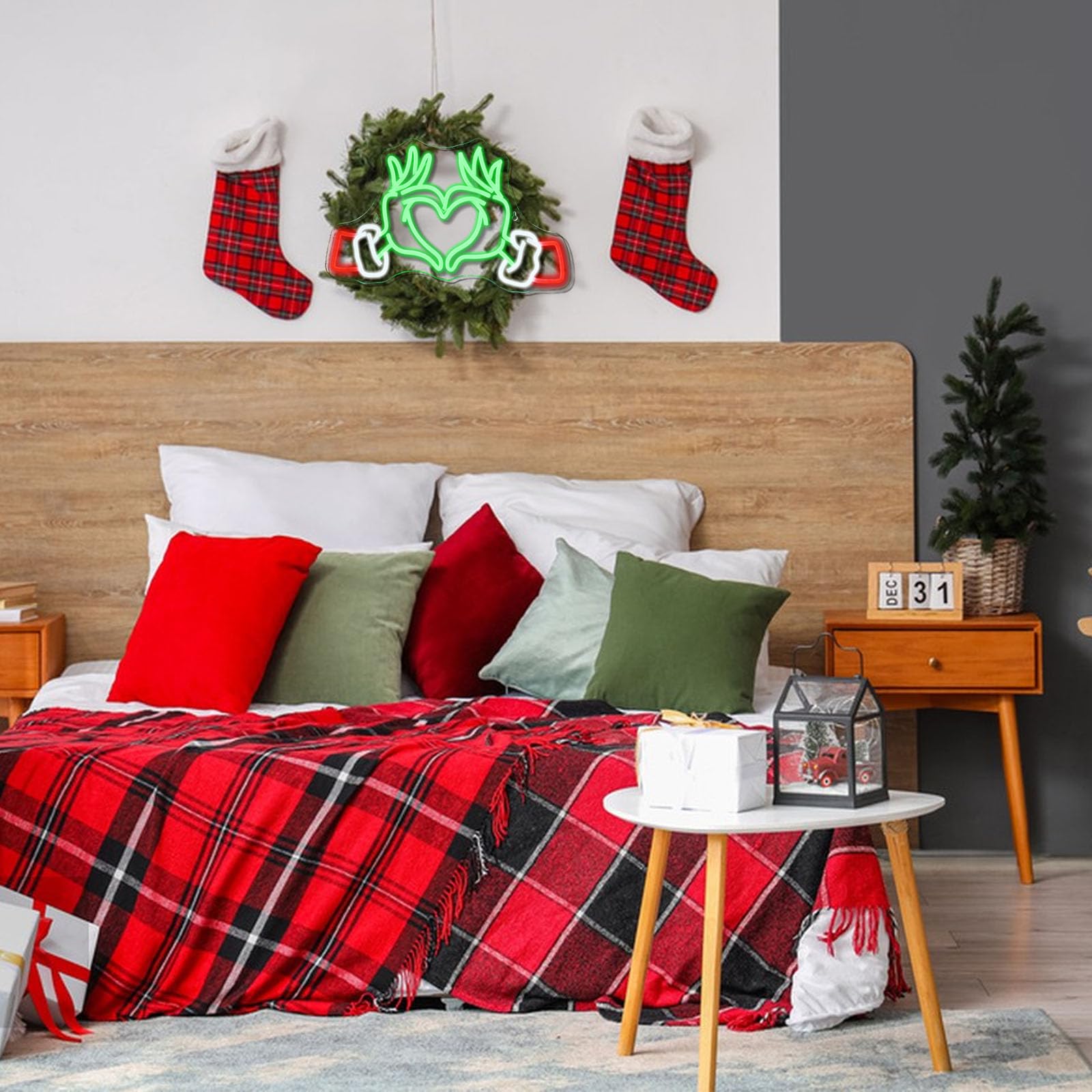 Nxyx Merry Grinchmas Neon Sign Grinch Green Hands Neon Light Grinch Ornament Wall Decor Christmas Grinch Outdoor Decor Holiday Grinchy Gift For Kids