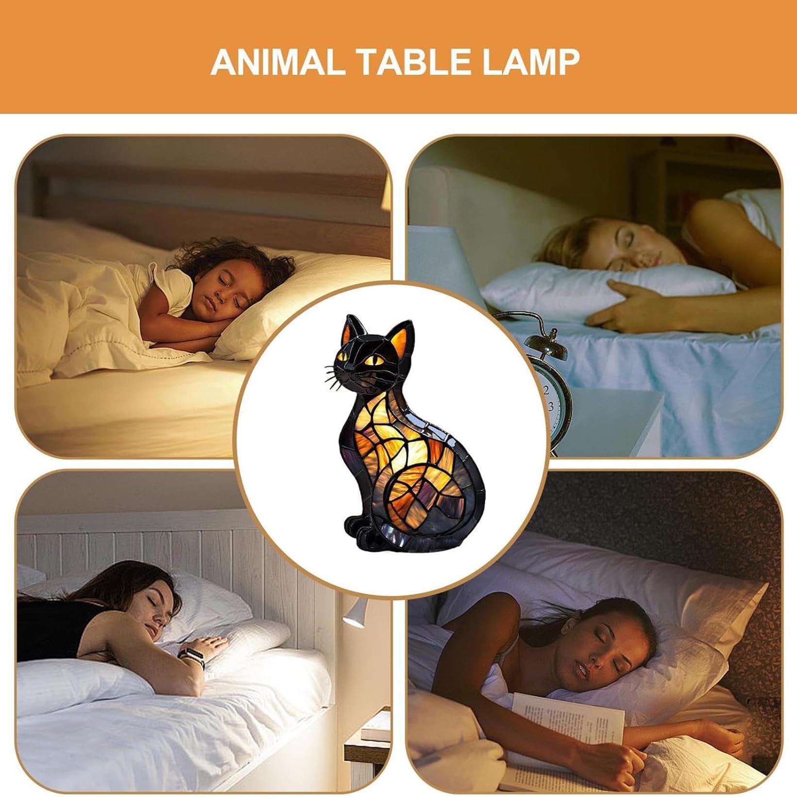 Hopanrel 2025 New Series Cat Desk Lamp  Lamps For Night Stands  Stained Resin Art Tabletop Light  Cute Pet Cats Themed Led Table Lamps  Creative Animals Table Lamp  Fun Gift For Cat Lovers (B)