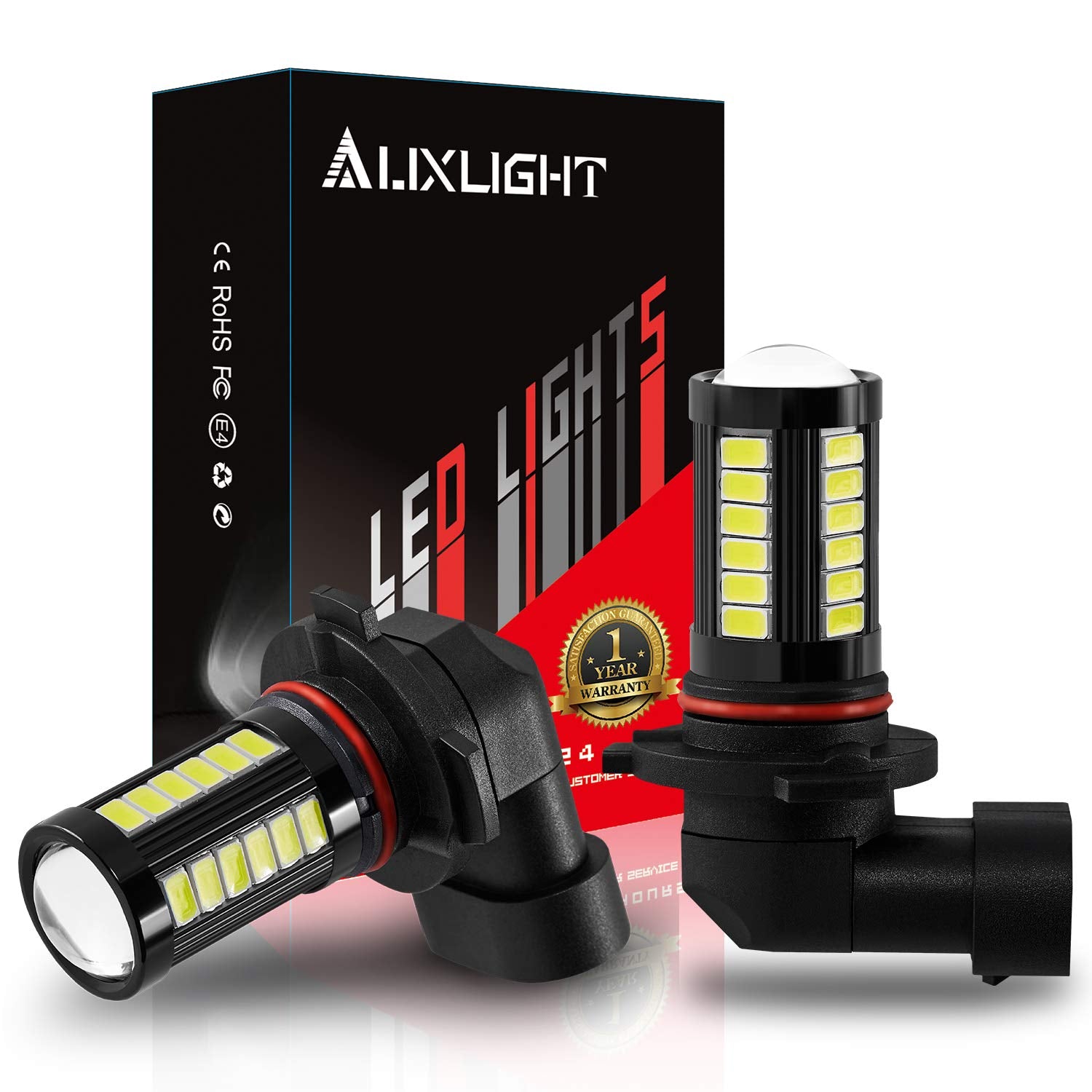 AUXLIGHT LED Fog Light Bulbs 6000K Xenon White 2800 Lumens 9006 Model AUX-9006-33SMD-2W (Pack of 2)