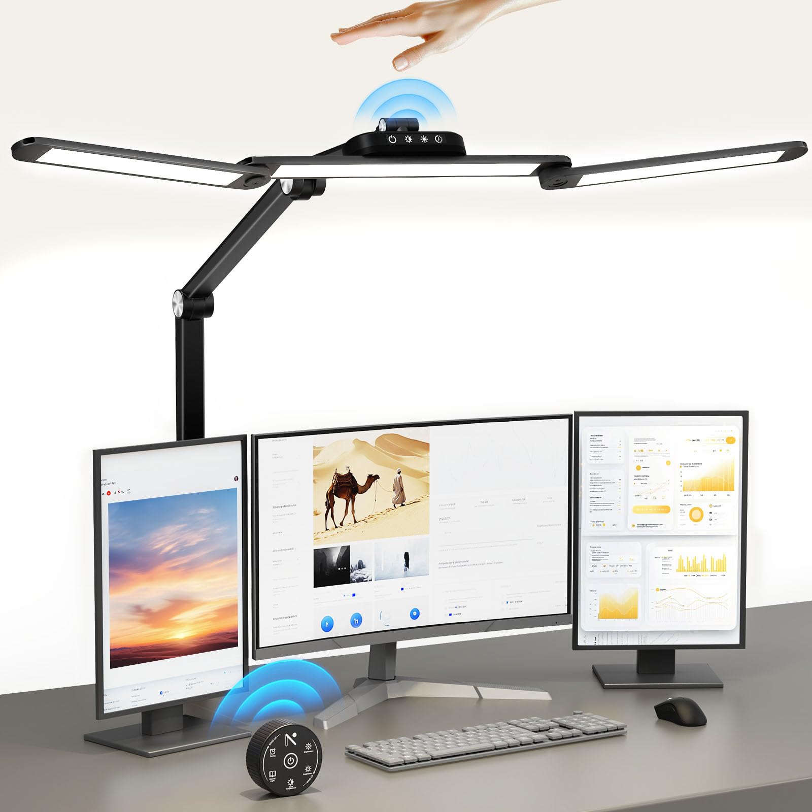Table Lamp, Led Desk Lamp With Clamp And Base, Architect Desk Lamp For Home Office With Remote Control, 24W Ultra Bright Desk Li
