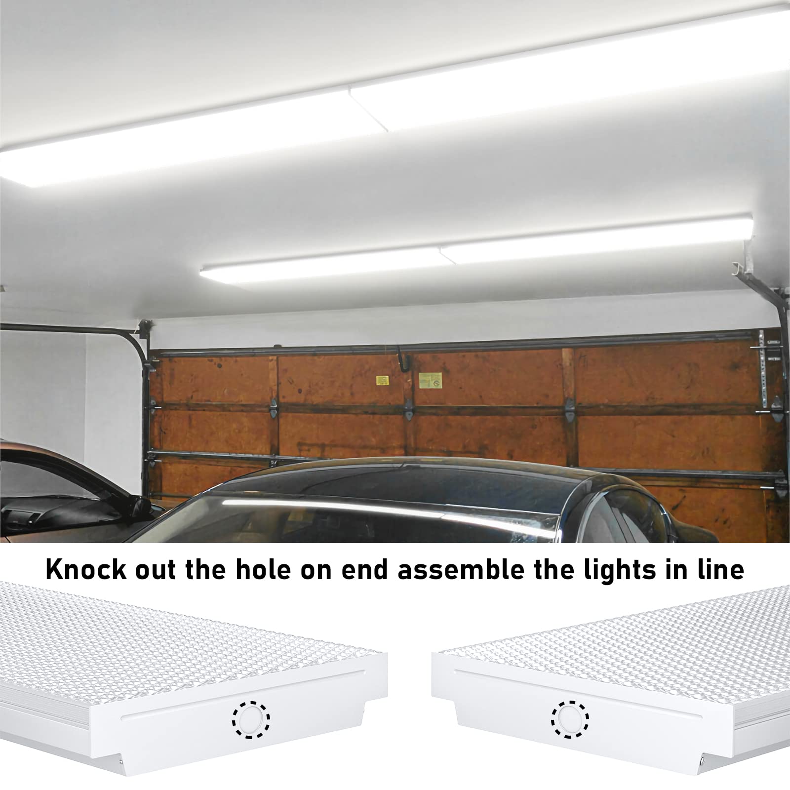 Antlux 72W Led Wraparound Light 4Ft Led Office Lights Ceiling, 8600 Lumens, 4000K Neutral White, 4 Foot Flush Mount Wrap Lighting Fixture For Garage Workshop, Fluorescent Light Replacement