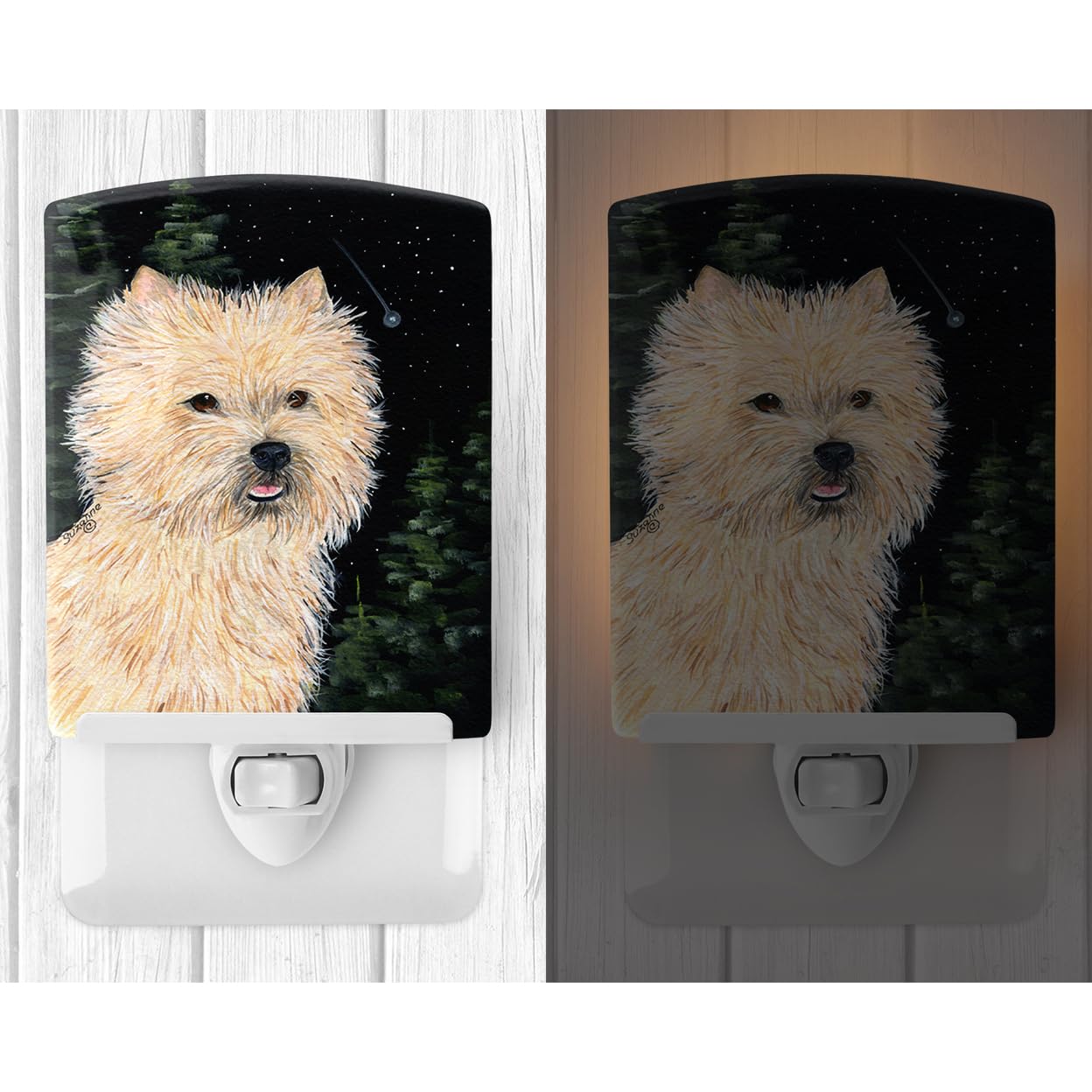 Carolines Treasures Ceramic Night Light, Starry Night Cairn Terrier, 6x4x3 inches, UL-Certified, Multicolor, Model SS8502CNL