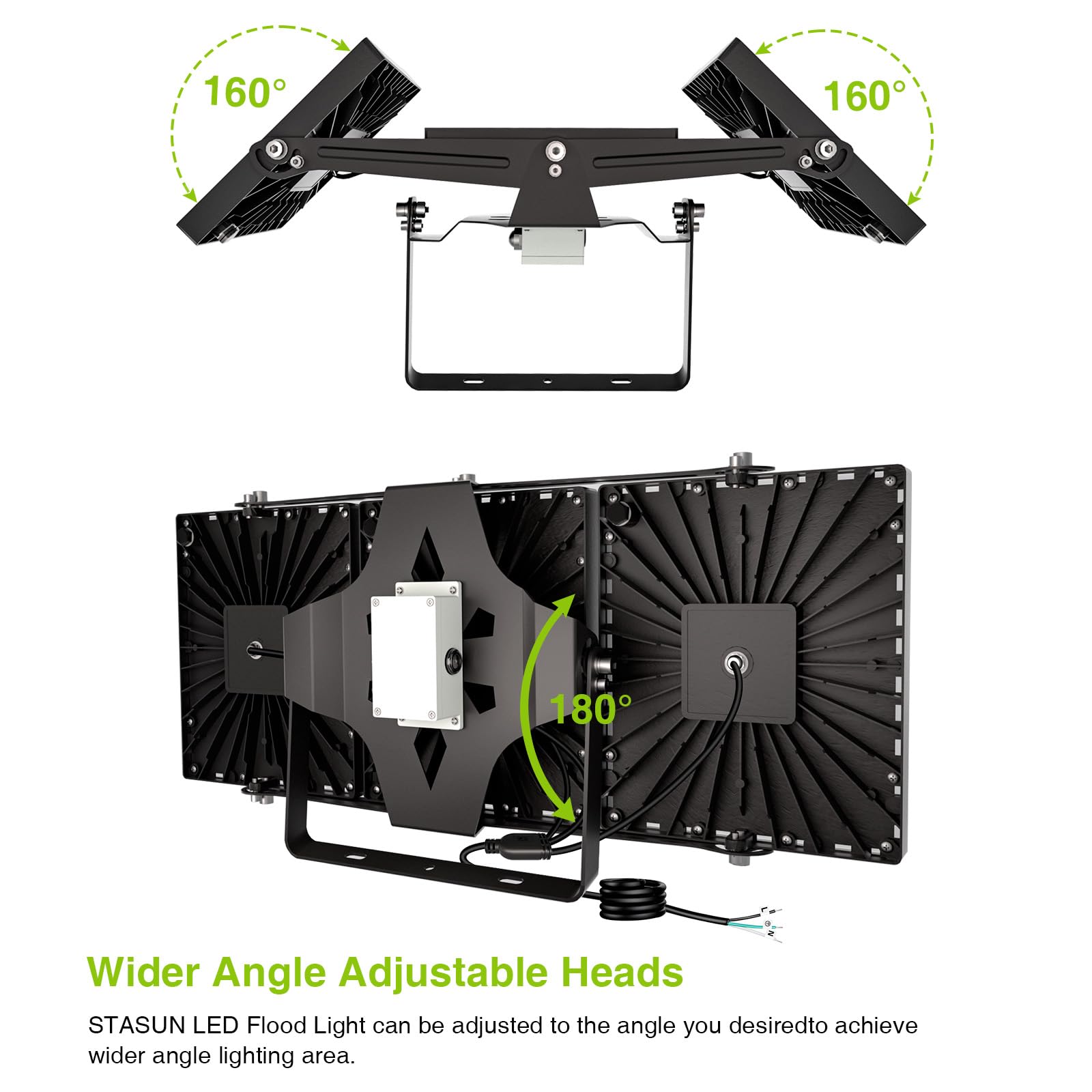 STASUN 600W Flying Series Max LED Flood Light - 6000K, IP66 Waterproof, Black, Model 21035, Ideal for Outdoor Stadiums and Parking Lots