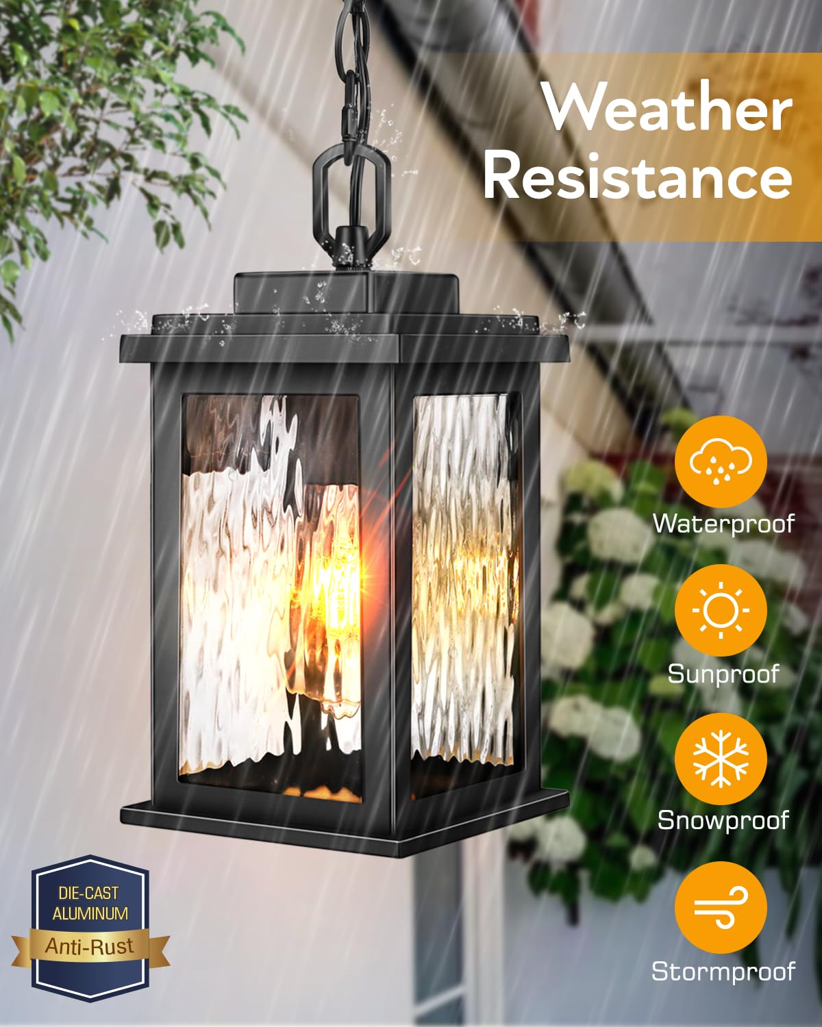 Vianis Outdoor Pendant Light Fixtures, Black Outdoor Ceiling Lights For Porch With Waterproof, Anti-Rust Porch Lights Outdoor Ce