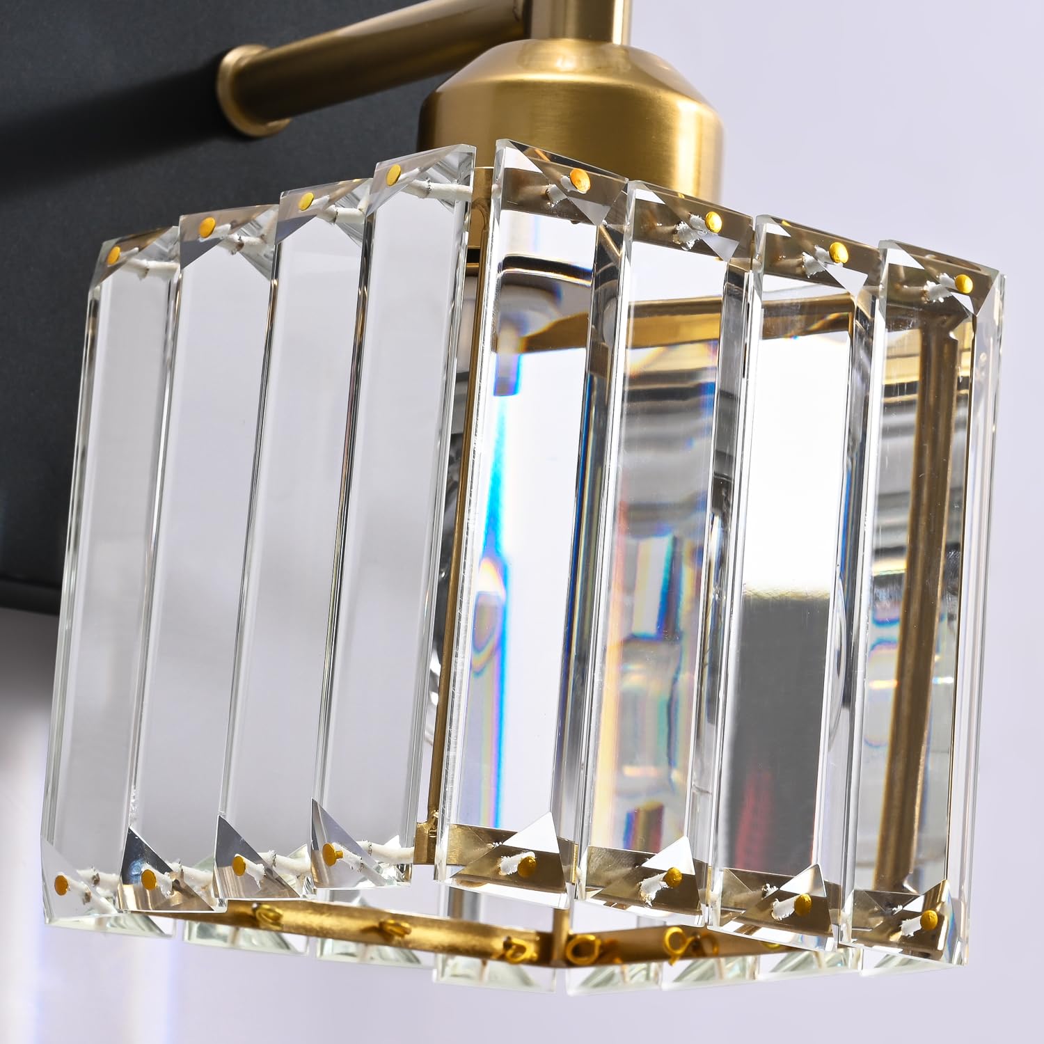 PRESDE Modern Crystal Bathroom Vanity Light 3-Lights Stainless Steel Black/Gold