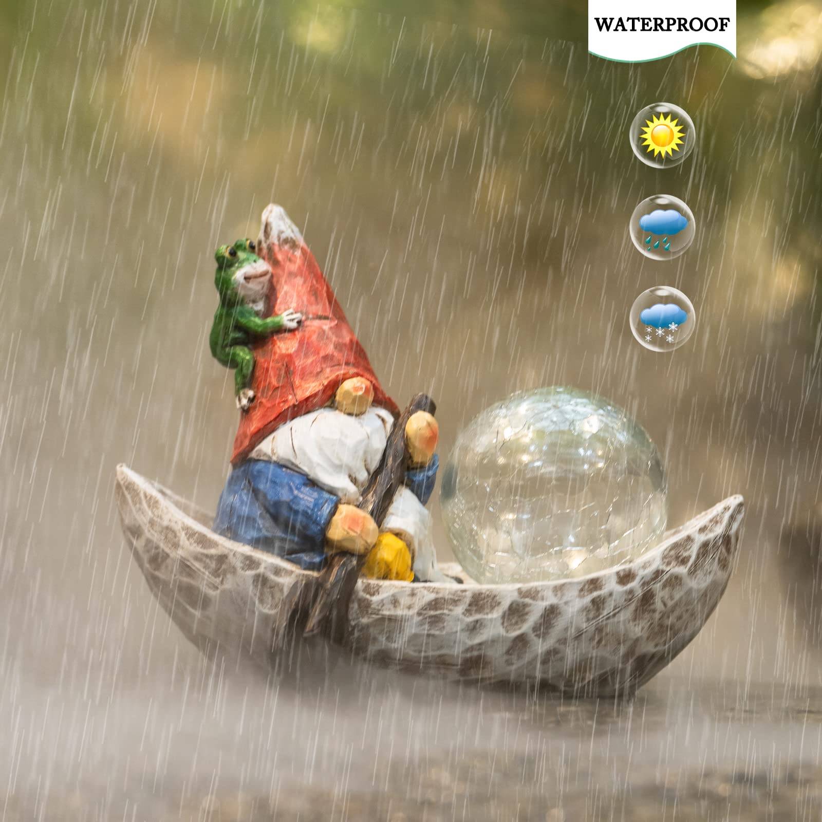 Rezpuao Garden Gnome Statue,Solar Gnomes Figurine,Outdoor Gnome Decor,Gnomes Decorations For Yard With Solar Light,Gnome Sculptures For Patio Lawn Ornaments