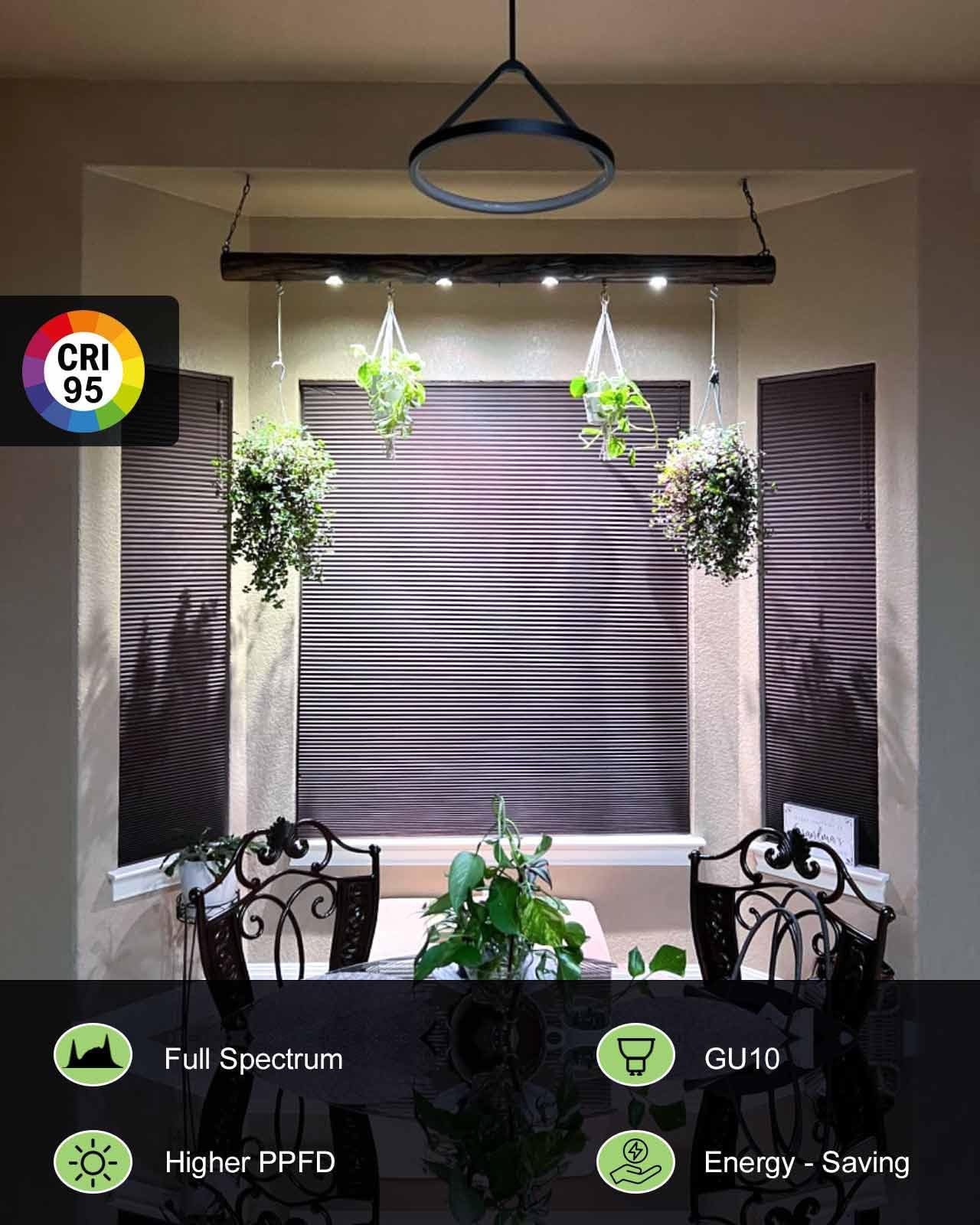 Dommia Grow Light, Gu10 Full Spectrum Grow Light Bulb, 5W Par16 Led Plant Light Bulb For Indoor Plants, Neutral White 4000K, 3-Count