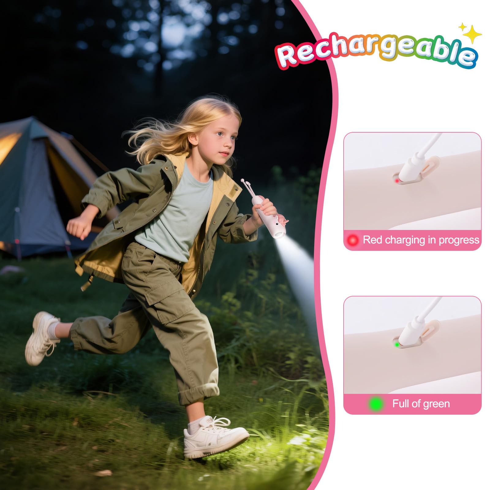 Tremdwoto Toddler Flashlight  Cute Unicorn Kids Flashlight For Girls & Boys  Rechargeable Led Flashlight For Camping & Outdoor Adventures  Ideal Christmas Gift For Children