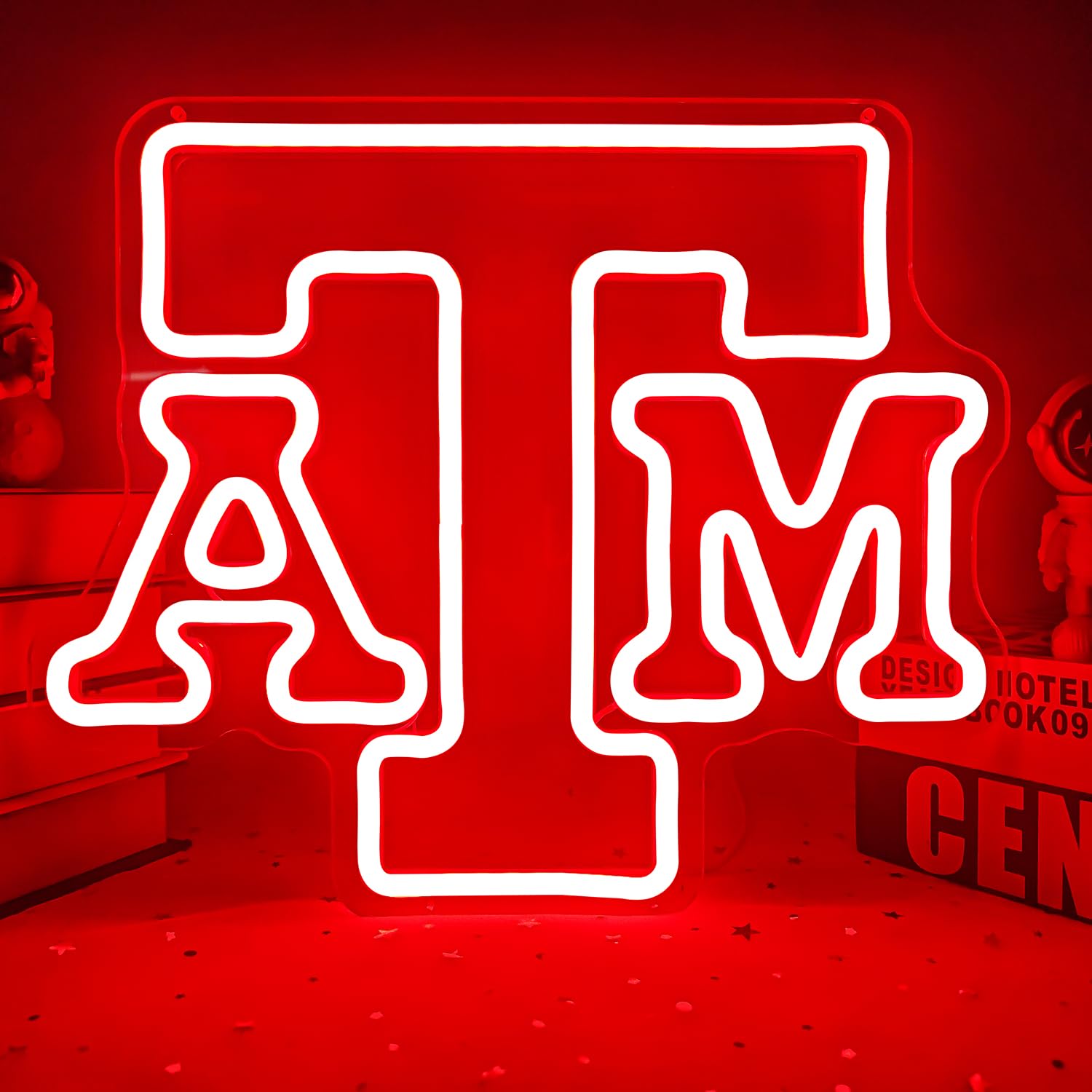 OvoNinn Neon Wall Light Sign for Texas A&M University, Red, Acrylic, 12.83in x 10.75in, Model AM, LED Decor for Bedroom or Man Cave