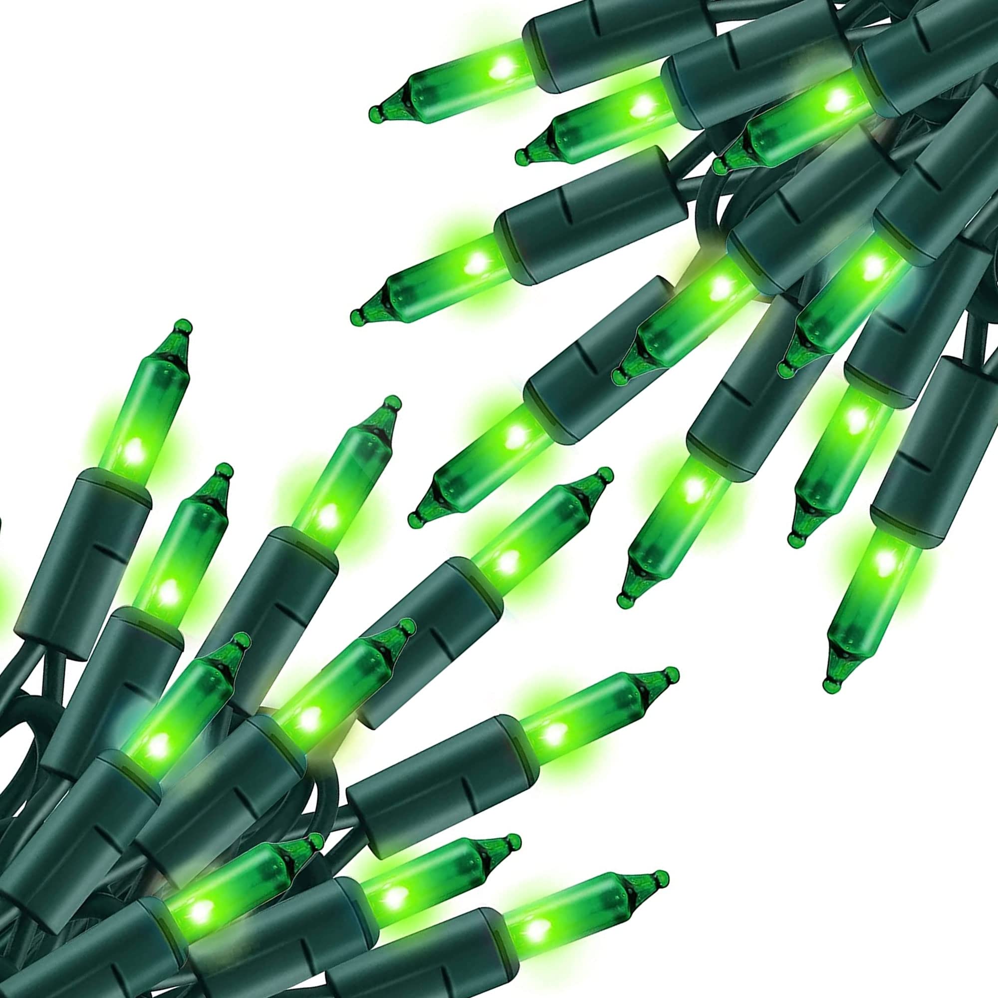 Green Christmas Lights, 2 Pack Total 40Ft 200 Count Incandescent Christmas Mini String Lights, Waterproof St. Patrick'S Day Deco