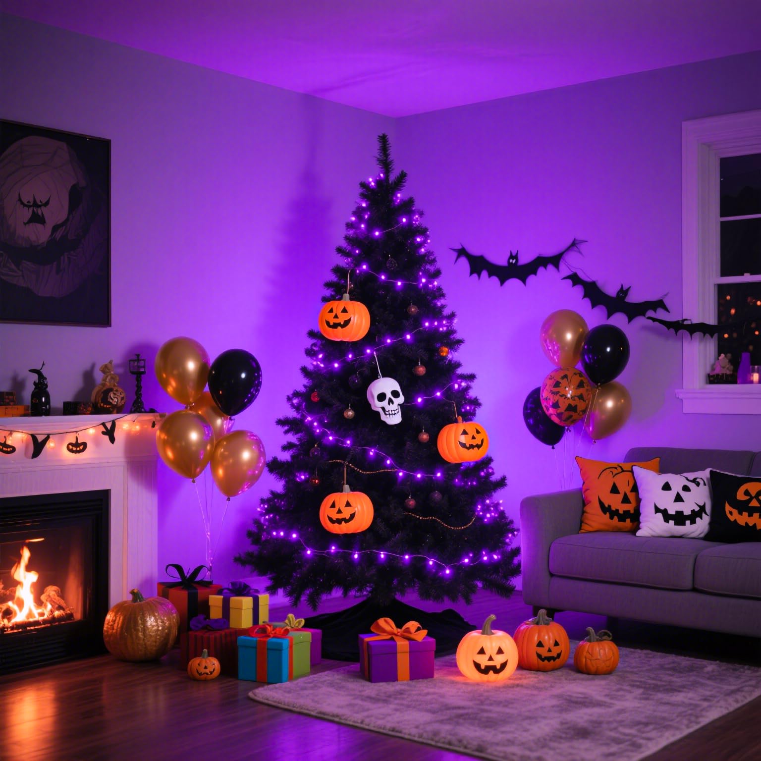 Einiiya 600 Led Purple Christmas Lights Indoor Outdoor  197Ft Christmas String Lights Waterproof 8 Modes Plug In Purple String Lights For Christmas Tree Bedroom Party Home Thanksgiving Decorations