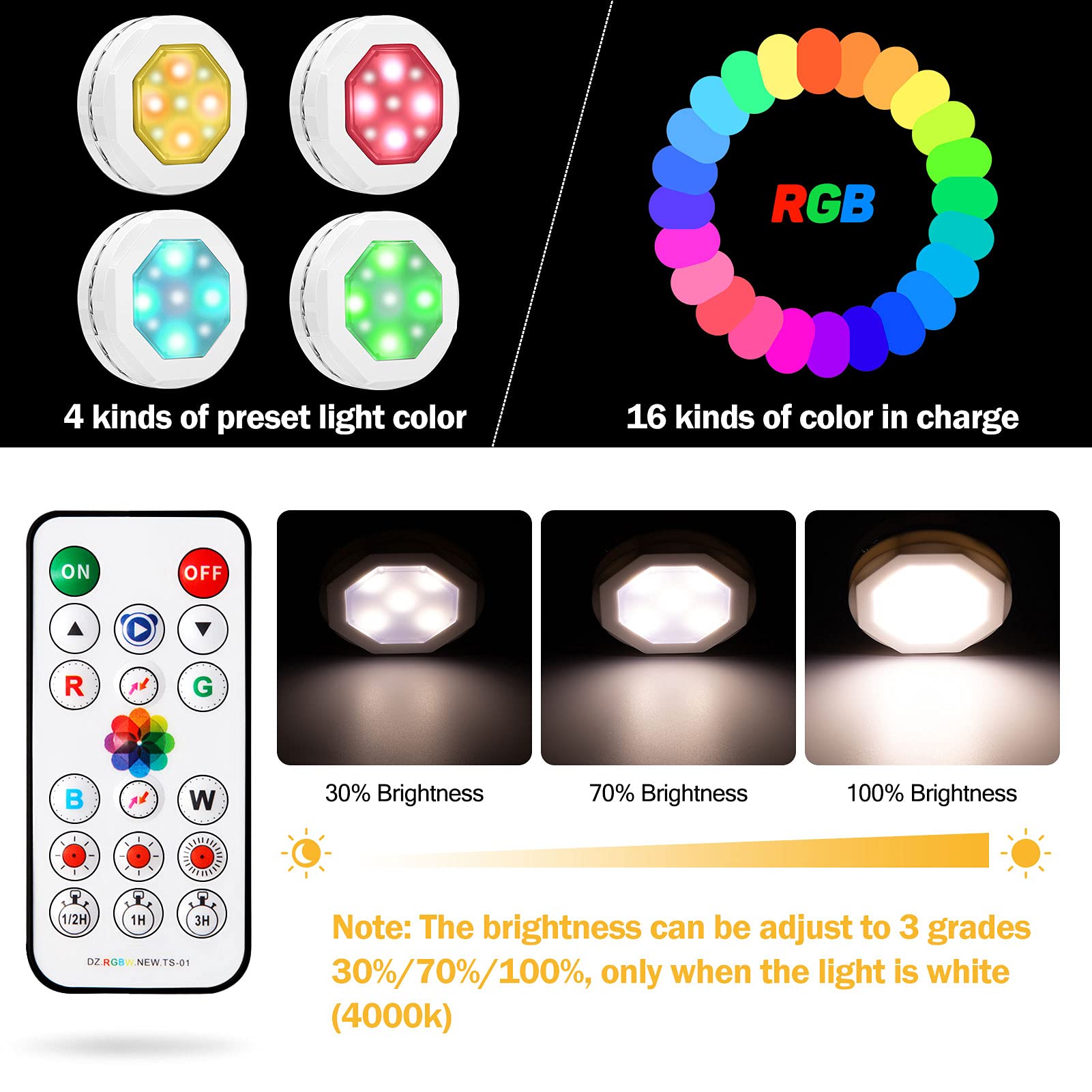 Litake Halloween Pumpkin Lights - Color Changing Rgb, Battery Operated, Remote Control, 6 Pack