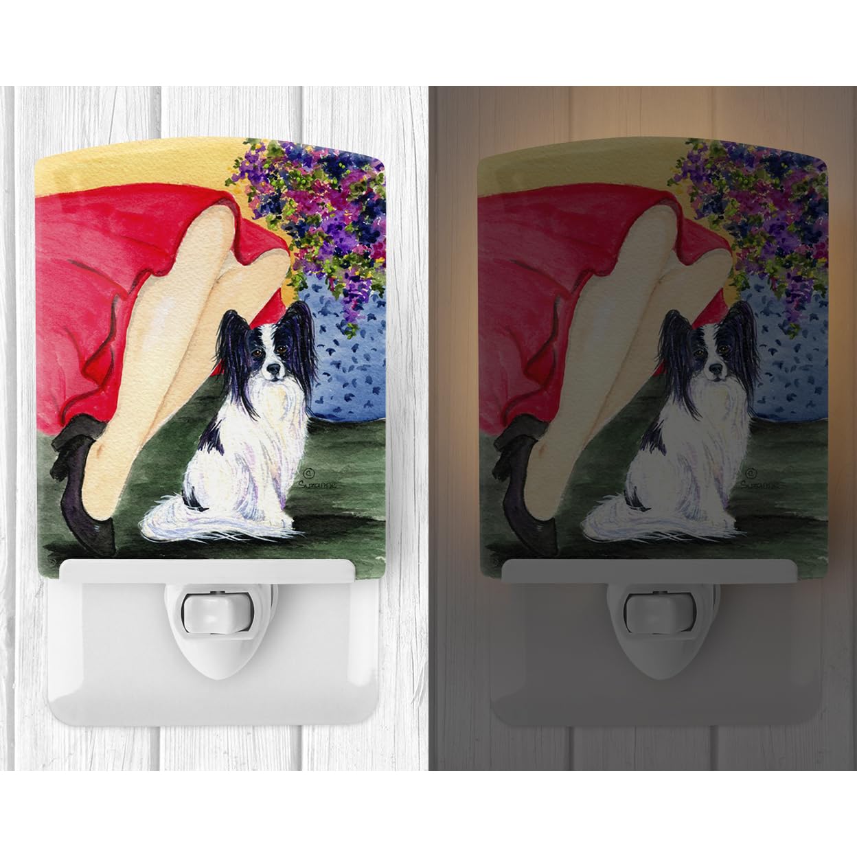 Carolines Treasures Ceramic Night Light, UL-Certified, 6x4x3in, Papillon 8523, Ideal for Bedroom, Bathroom, Nursery, Hallway, Kitchen