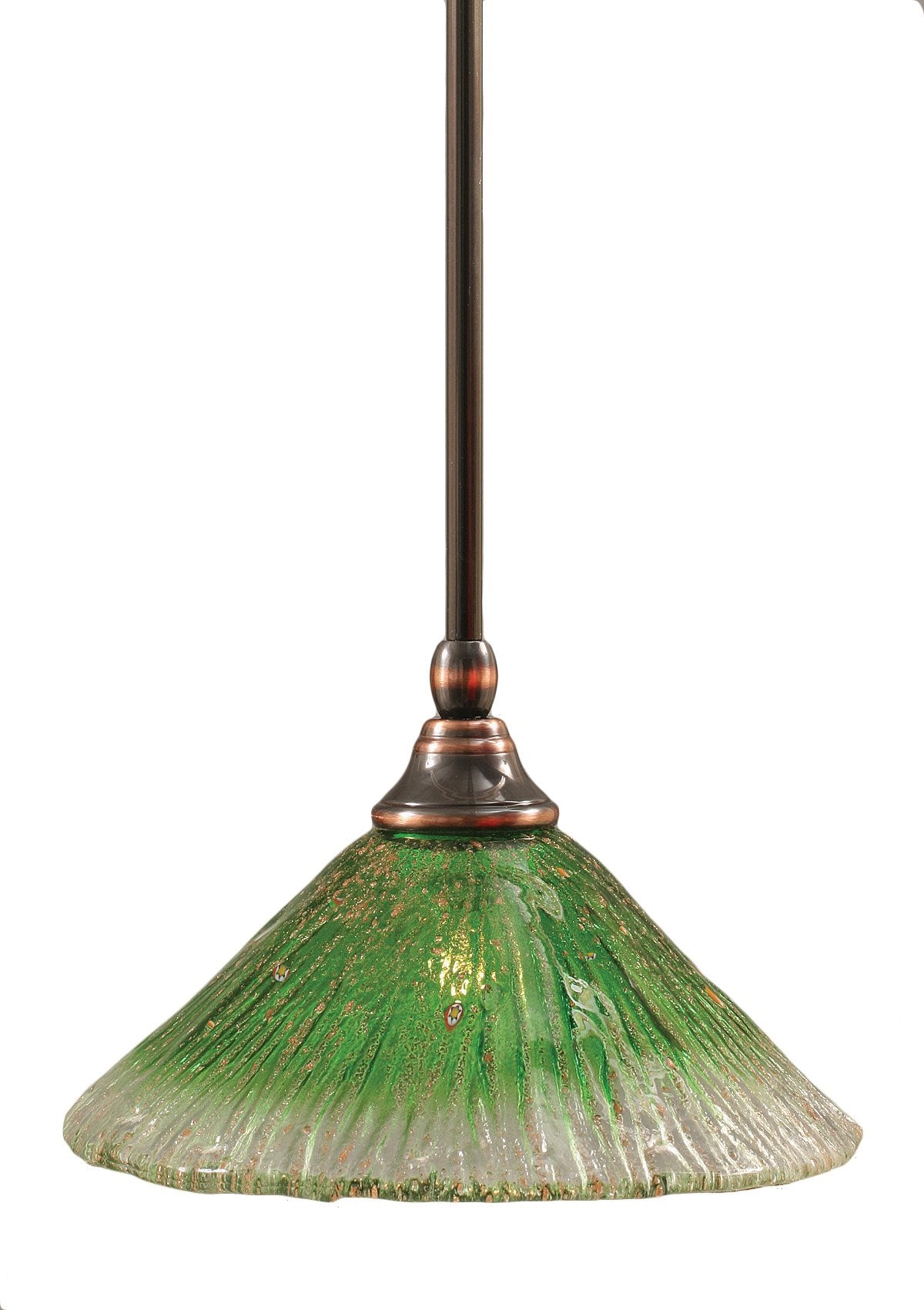 Toltech Lighting 23-Bc-437 10-Inch Stem Mini-Pendant Light Black Copper Finish With Kiwi Green Crystal Glass