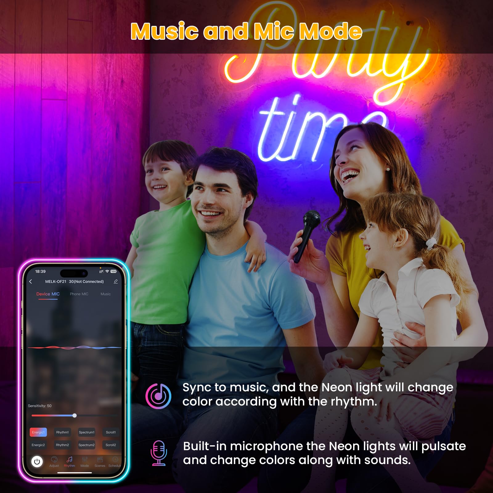 Led Neon Rope Lights 16.4Ft Music Sync Rgb+Ic Flexible Rope Color Changing Control With App/Remote Multiple Modes Ip67 Waterproof Neon Strip Lights For Bedroom Outdoors Indoor