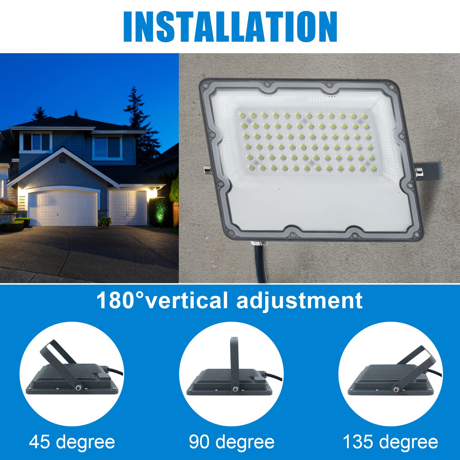 Indmird 150W Led Flood Lights, 15000Lm, Ip66 Waterproof, Outdoor Security, 2 Pack, 650