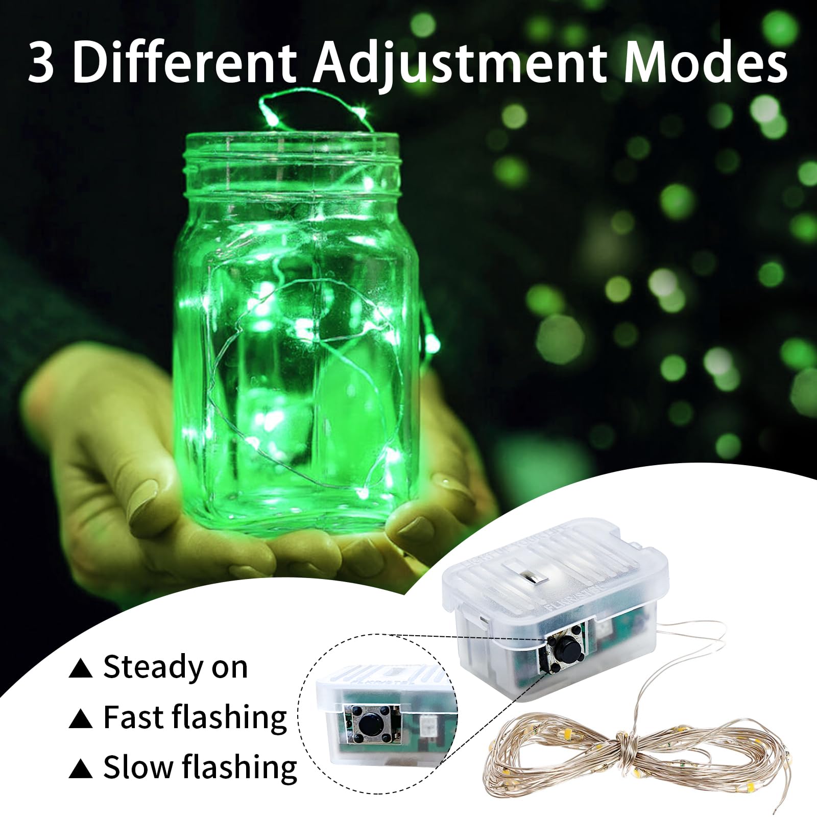 chzk 24 Pack Fairy Lights 20 LED Twinkle String Lights Battery Operated Waterproof Green 7Ft Model A01-Mini