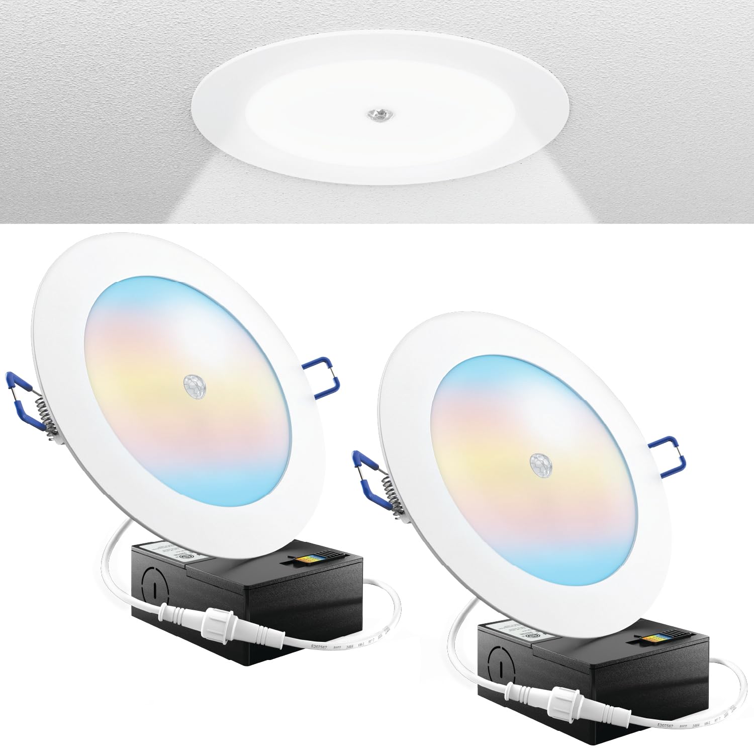 Sunco 6 Inch Motion Sensor Recessed LED Light, 1200 Lumens, Dimmable, 5 Selectable CCT, Model CL_SL6_PR-WH-2760K