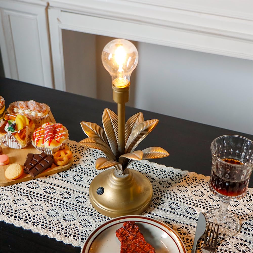 Jhy Design Battery Operated Lamp 13''H Vintage Decorative Night Lamp With Led Bulb Small Table Lamp For Bedroom Living Room Bedr