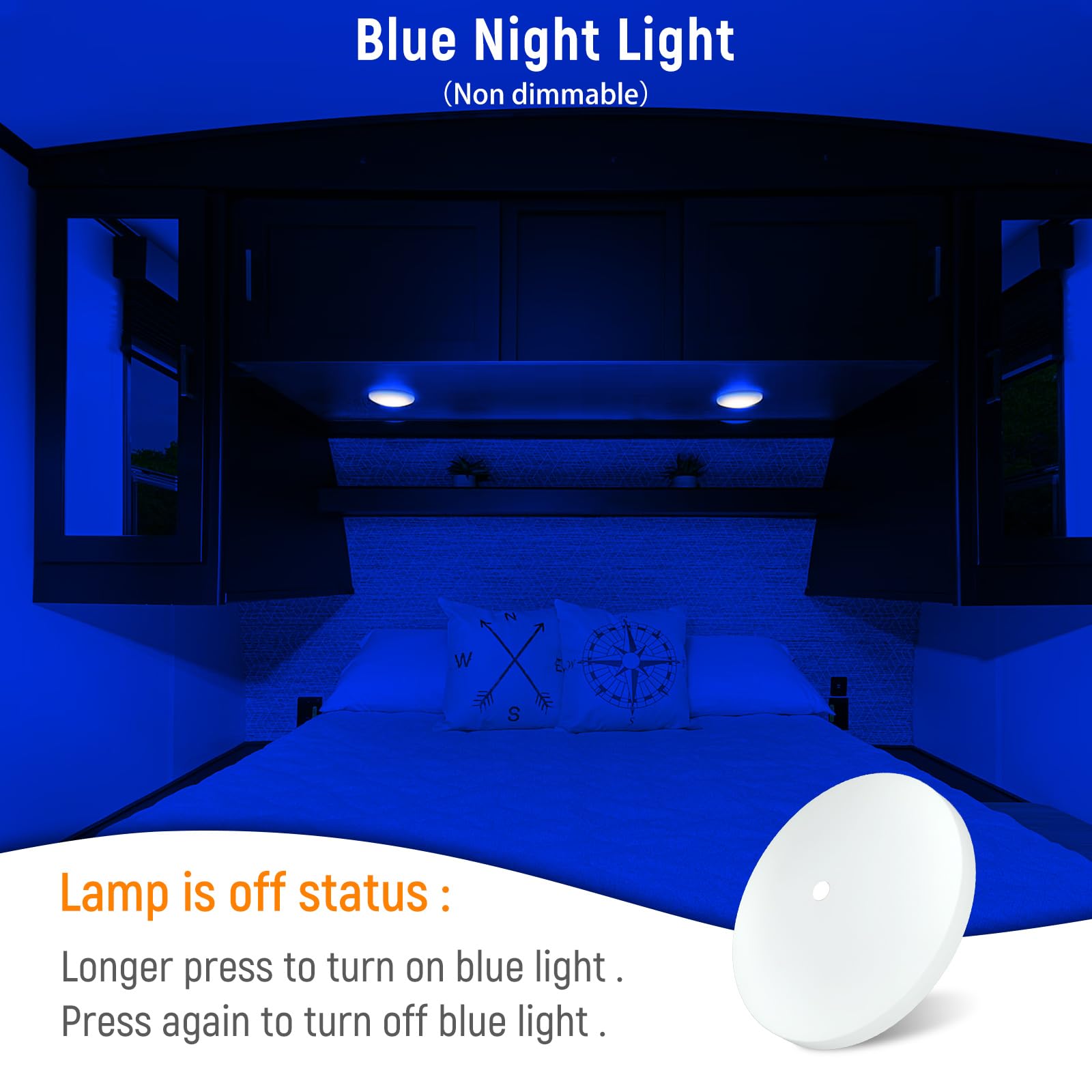 Obeaming RV LED Ceiling Dome Light 4.5" 12V Dimmable White Puck Light, CRI 90+, Surface Mount, 1 Pack 4000K, Model