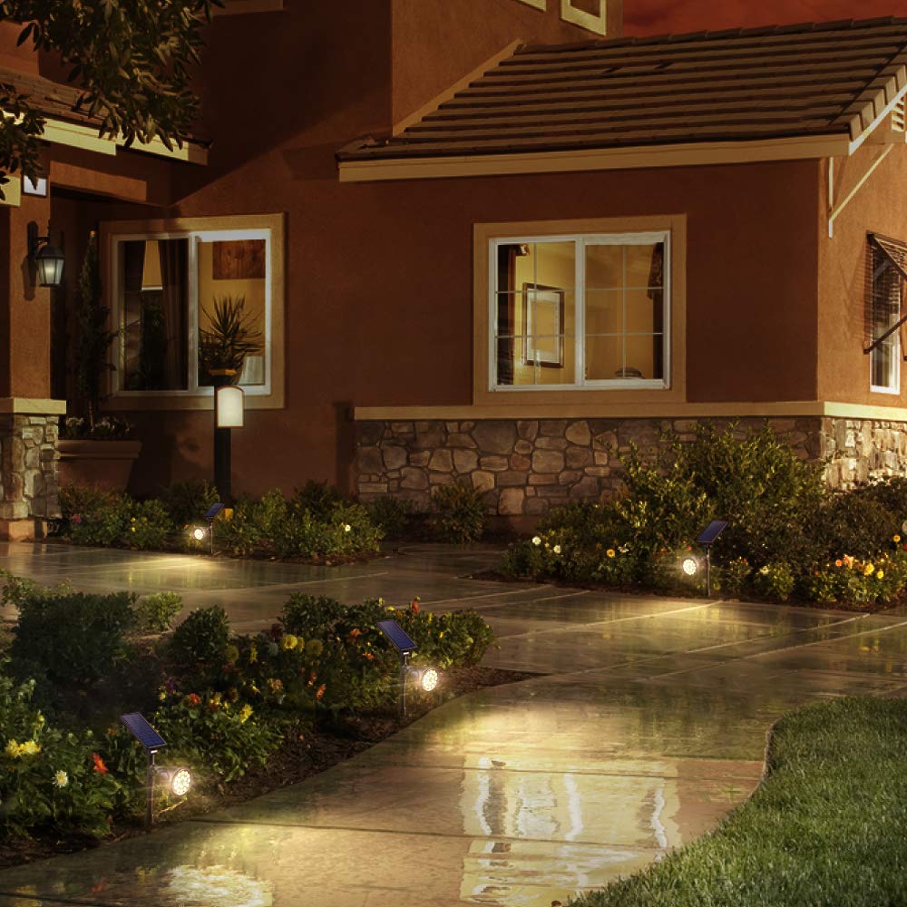 Osord Solar Spot Lights Outdoor, Waterproof Solar Landscape Spotlights 18 Led 2-In-1 Uplights Adjustable Flag Pole Lights Solar