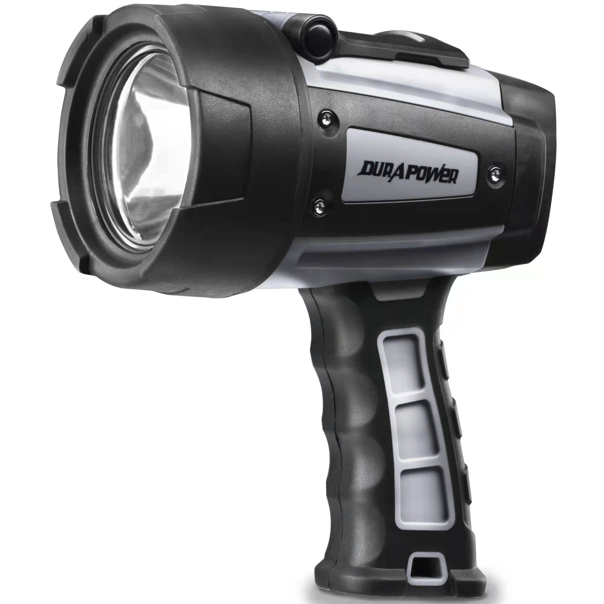 Durapower Rechargeable Spotlight, IP68 Waterproof Super Bright Handheld Spotlight, High Lumen LED Portable Spot Flashlight for M