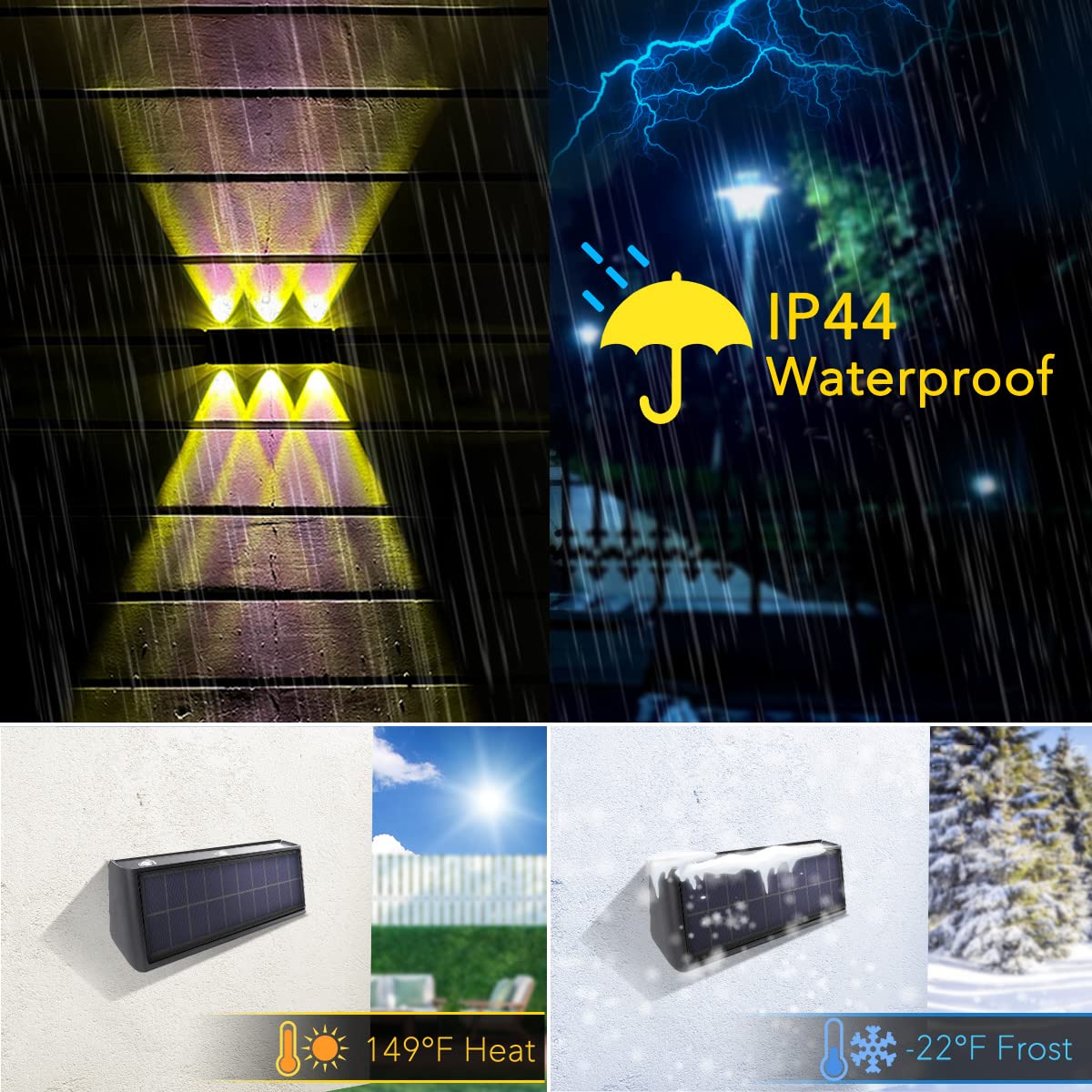 Mrzxy Solar Lights Outdoor Waterproof Dusk To Dawn Sconce Sunset Landscape Lighting For Wall, Backyard, Deck, Patio, Garden, Por