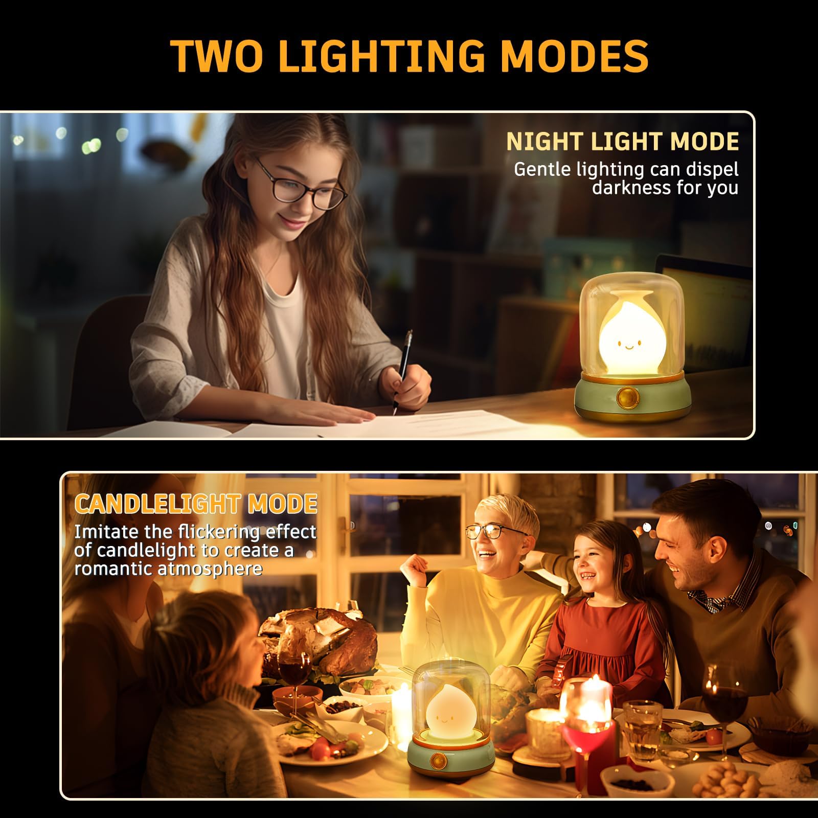 Ghost Campfire Night Light  Small Cute Desk Lamp  Dimmable Cordless Bedside Table Lamp  2 Modes Rechargebale Battery Oprated Warm Night Light For Bedroom/Kids/Baby Nursery  Vintage Ambient Lighting