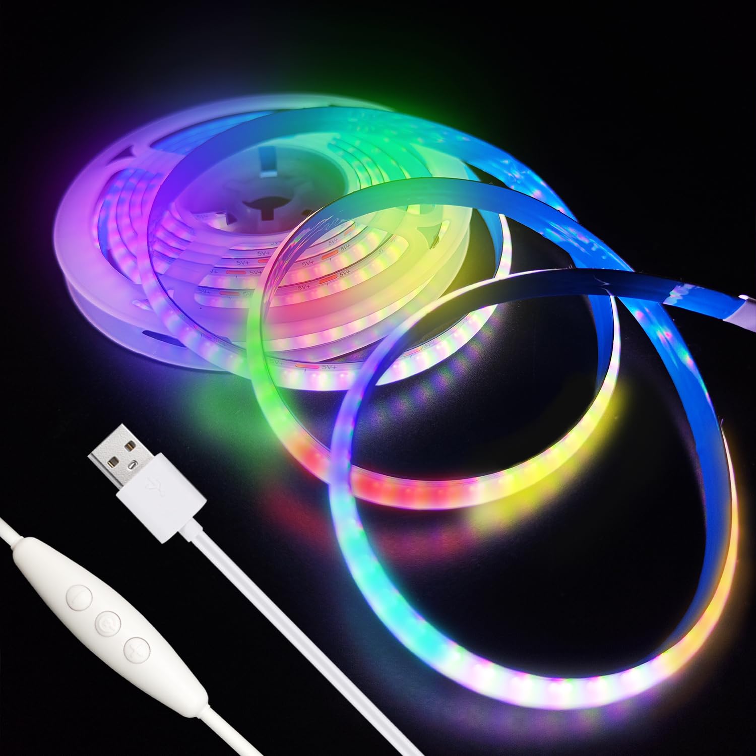 ZSLAIFU COB LED Strip Lights Multi-Colored Strip Light 3.28FT, 5V Dimmable LED Light Strip, Flexible USB LED Strip for Cabinet, 