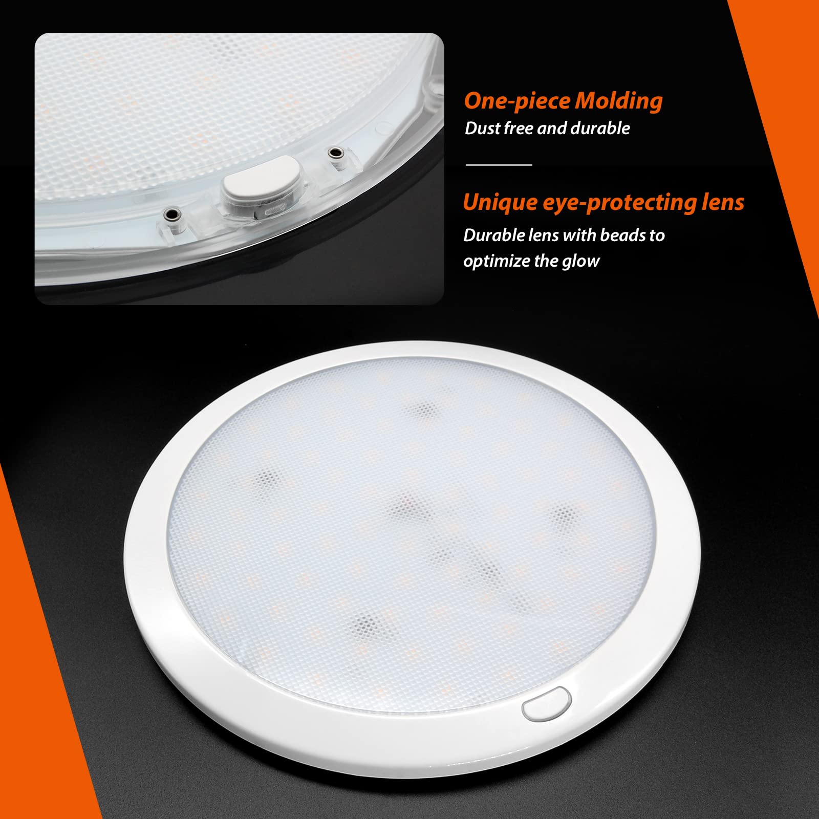 Dream Lighting 12Volt Led Panel Ceiling Dome Light Fixture With Switch For Rv Motorhome & Marine-8.5 Inches, With Memory Functio