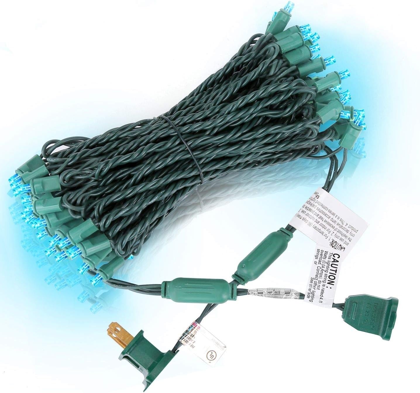 AIDDOMM 50 Counts Aqua LED Christmas Lights - 25ft 5mm String Lights Outdoor Commercial Grade Waterproof  Indoor Christmas Tree Decorations  Green Wire Mini String Lights  UL  IP:65