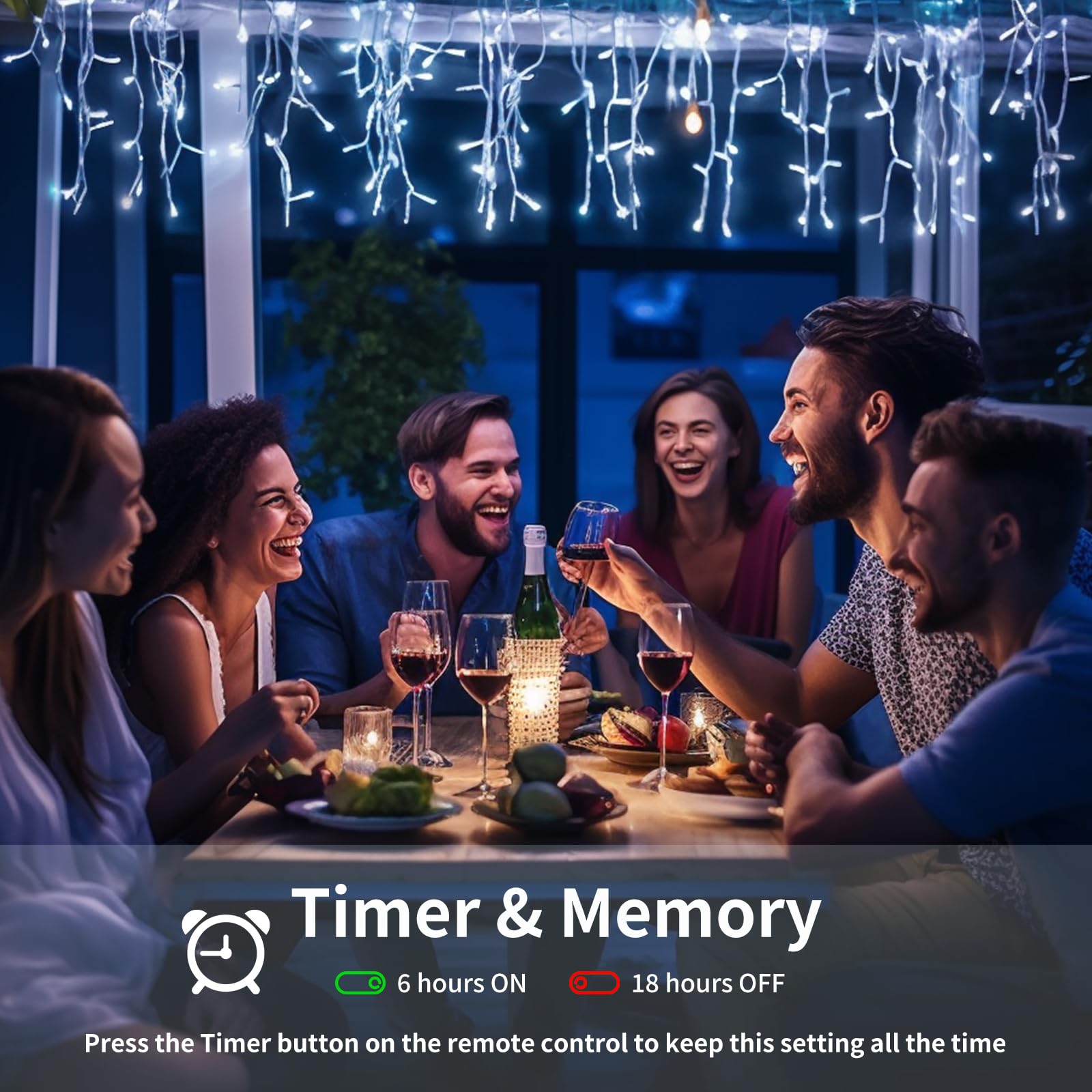 Icicle Lights Outdoor, 75.5 Ft 600 Led Christmas Lights With 120 Drops, 8 Modes Plug-In String Lights Waterproof With Remote Tim