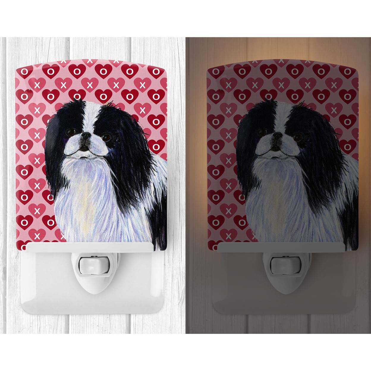 Carolines Treasures Ceramic Night Light, Japanese Chin Hearts, UL-Certified, 6x4x3in, Multicolor, Model SS4467CNL