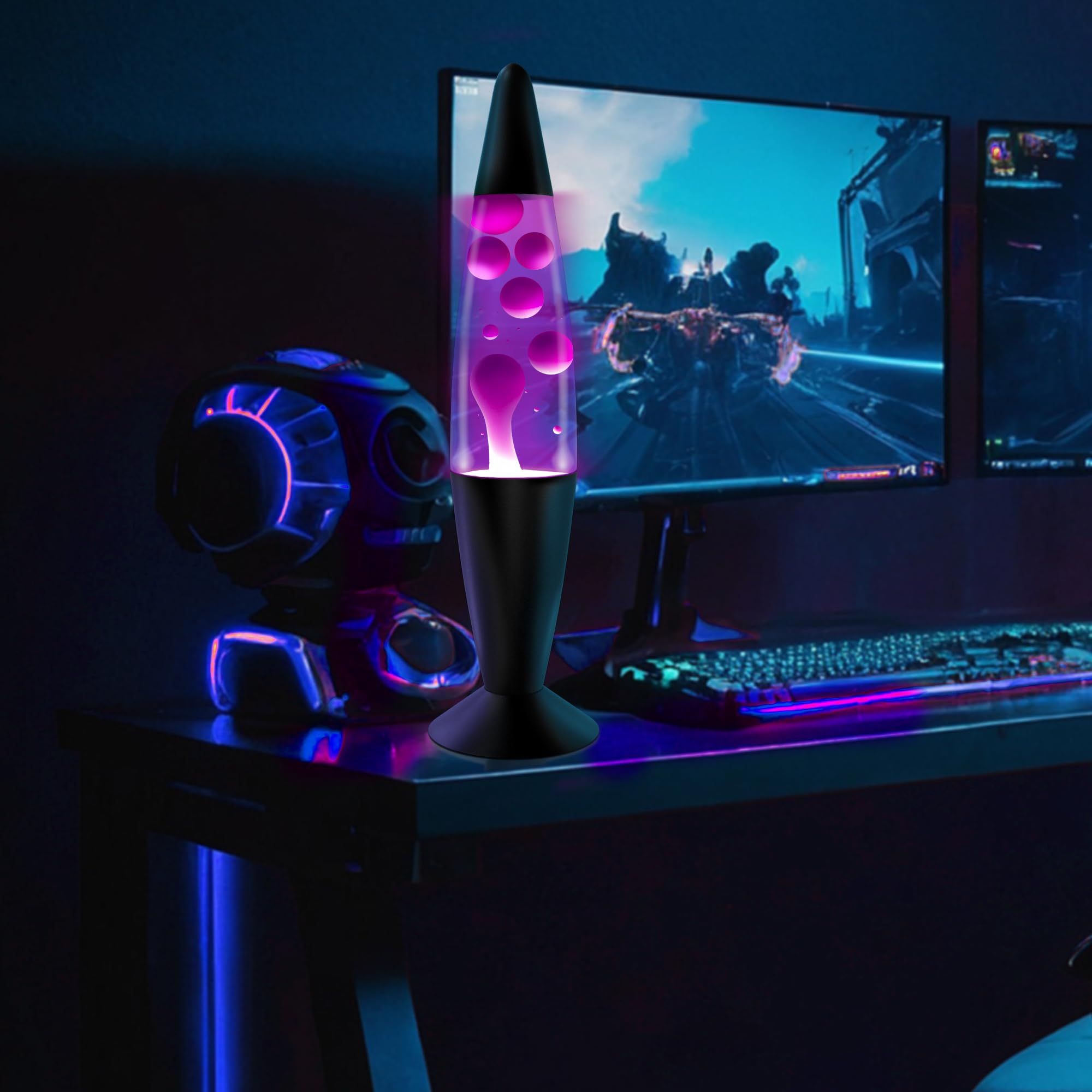 JAMBO 16" Magma Liquid Lamp - Purple with White/Pink Wax, Night Light for Living Room, Office, Bedroom, Model 58000