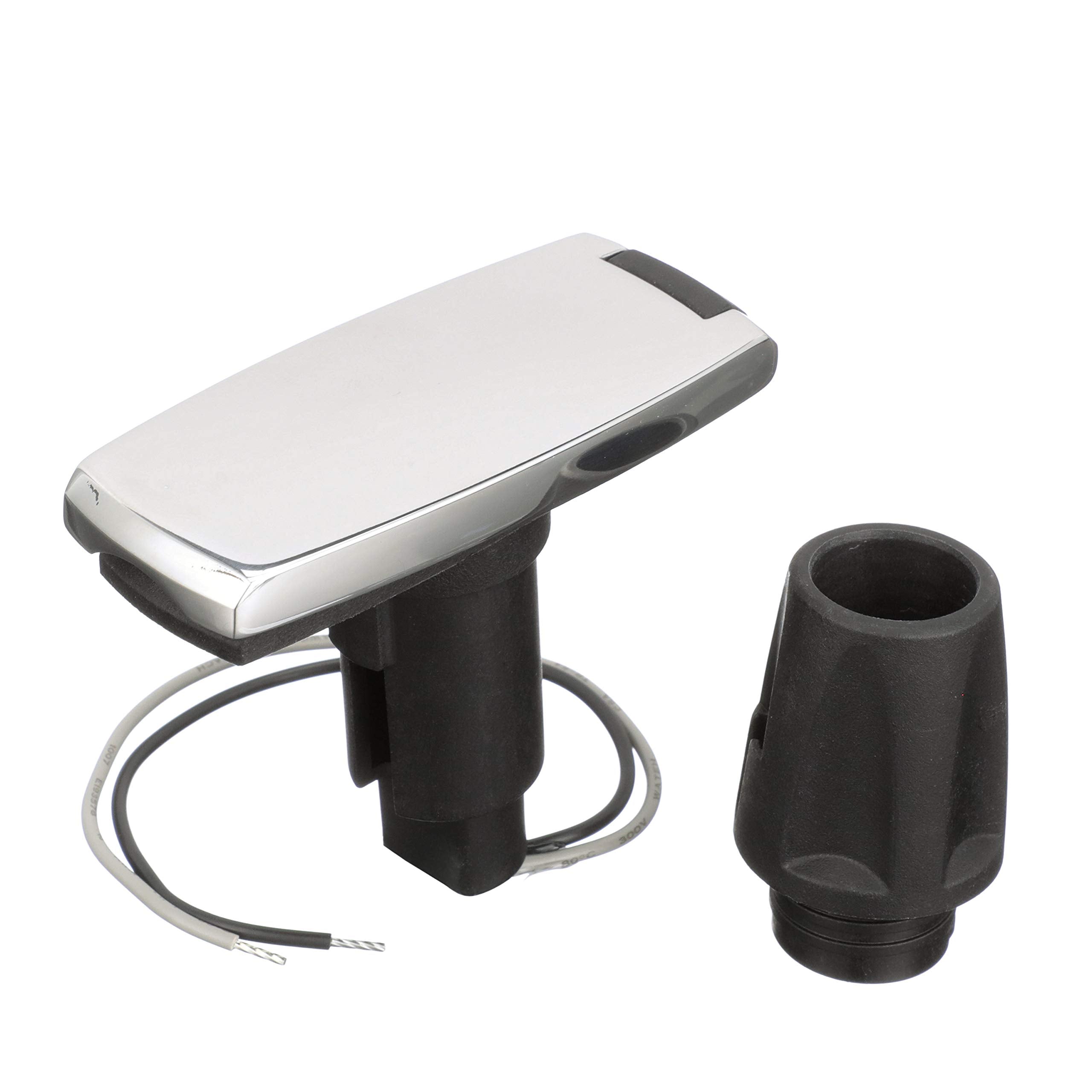 Attwood Lightprotective covering 910V Series Rectangle Plug-in Light Base, 2-Pin, Black Stainless Cover, One Size, Model 910V2SS-7