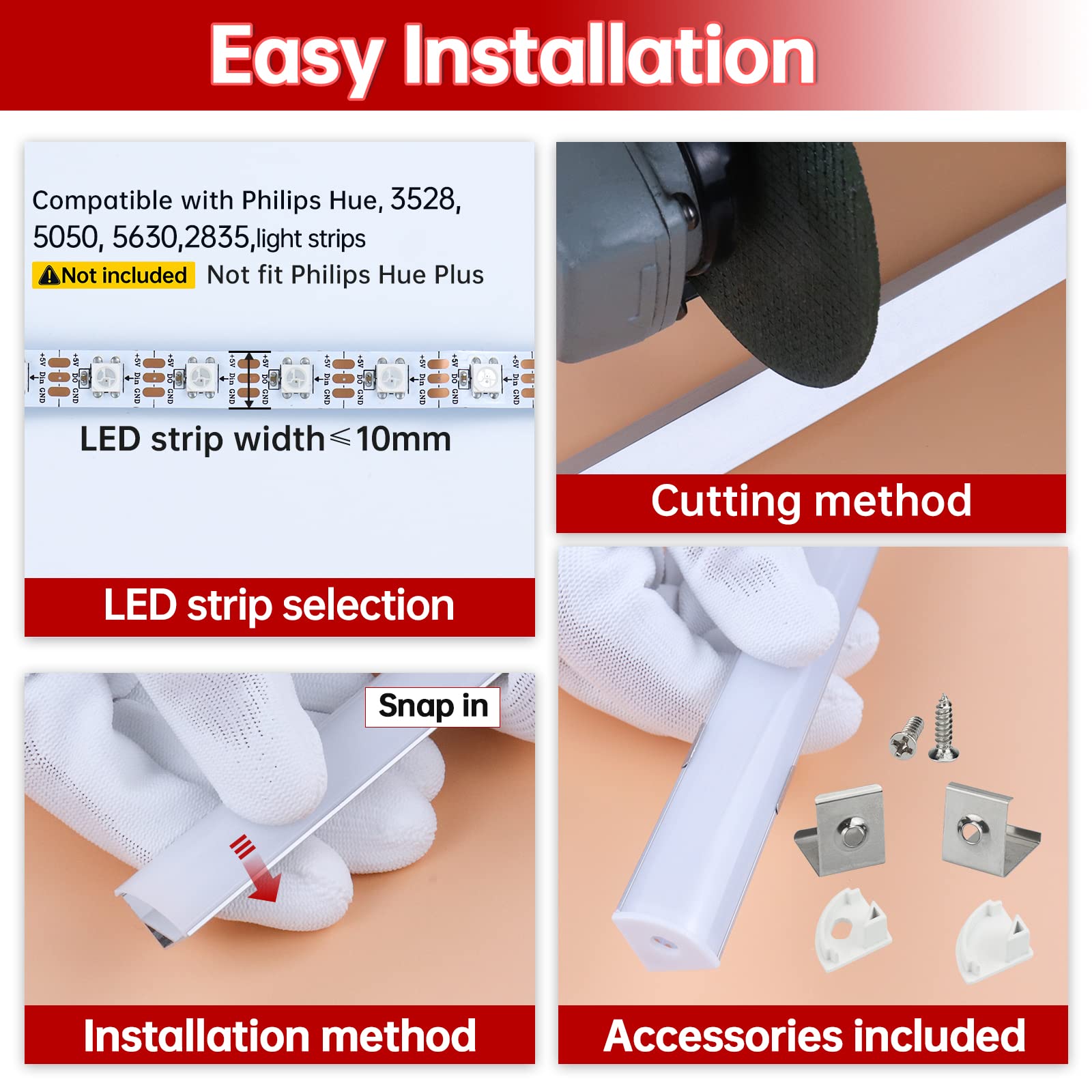 Muzata 6Pack 3.3Ft V Shape Led Channel, Black Aluminum With Smoky Cover, Easy Install