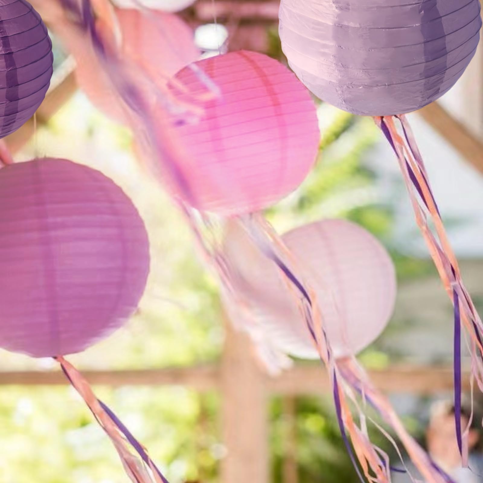 Capesaro Purple Pink Paper Lanterns Decorative 15Pcs Party Hanging Decorations For Bachelorette Wedding Birthday Baby Shower Graduation Anniversary Mermaid Lavender Themed Room Decor