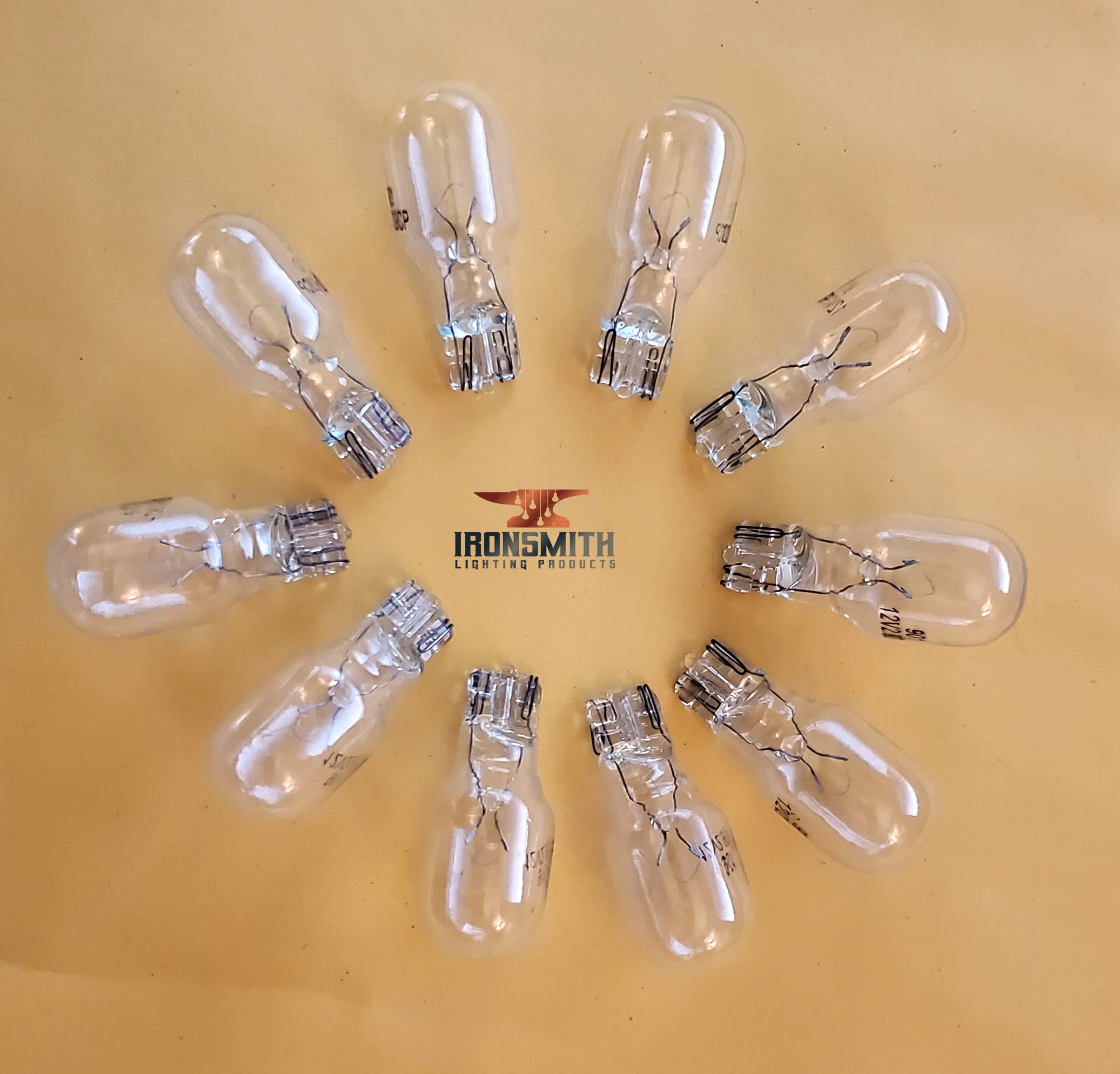Ironsmith Lighting Products T5 Clear Glass Wedge Base Incandescent Light Bulbs, Warm White Light, 18 Watt 12 Volt Ac Or Dc Input, Ideal For Rv, Landscape Lighting, Turn Signals - Pack Of 10
