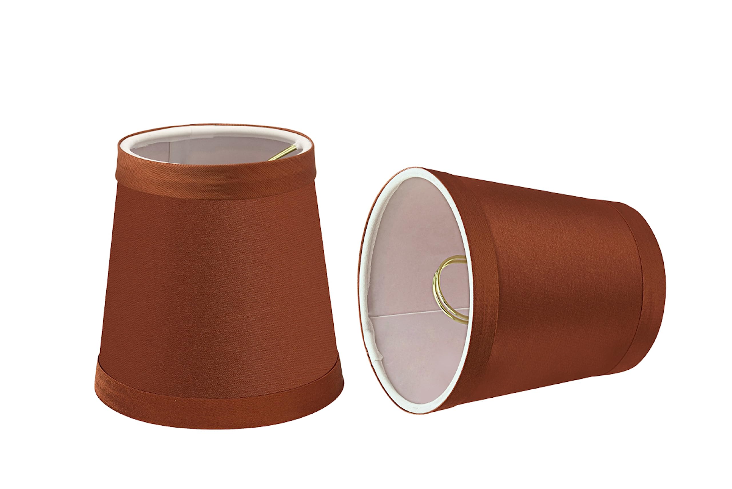 Aspen Creative 32715-2 Small Hardback Empire Shape Chandelier Set (2 Pack), Transitional Design in Redwood, Width (3&quot; x 4&quot; x 4&quot;) Clip-On Lamp Shade, 3&quot; Top Bottom x 4&quot; Slant Height, 2-Pack, 2 Piece